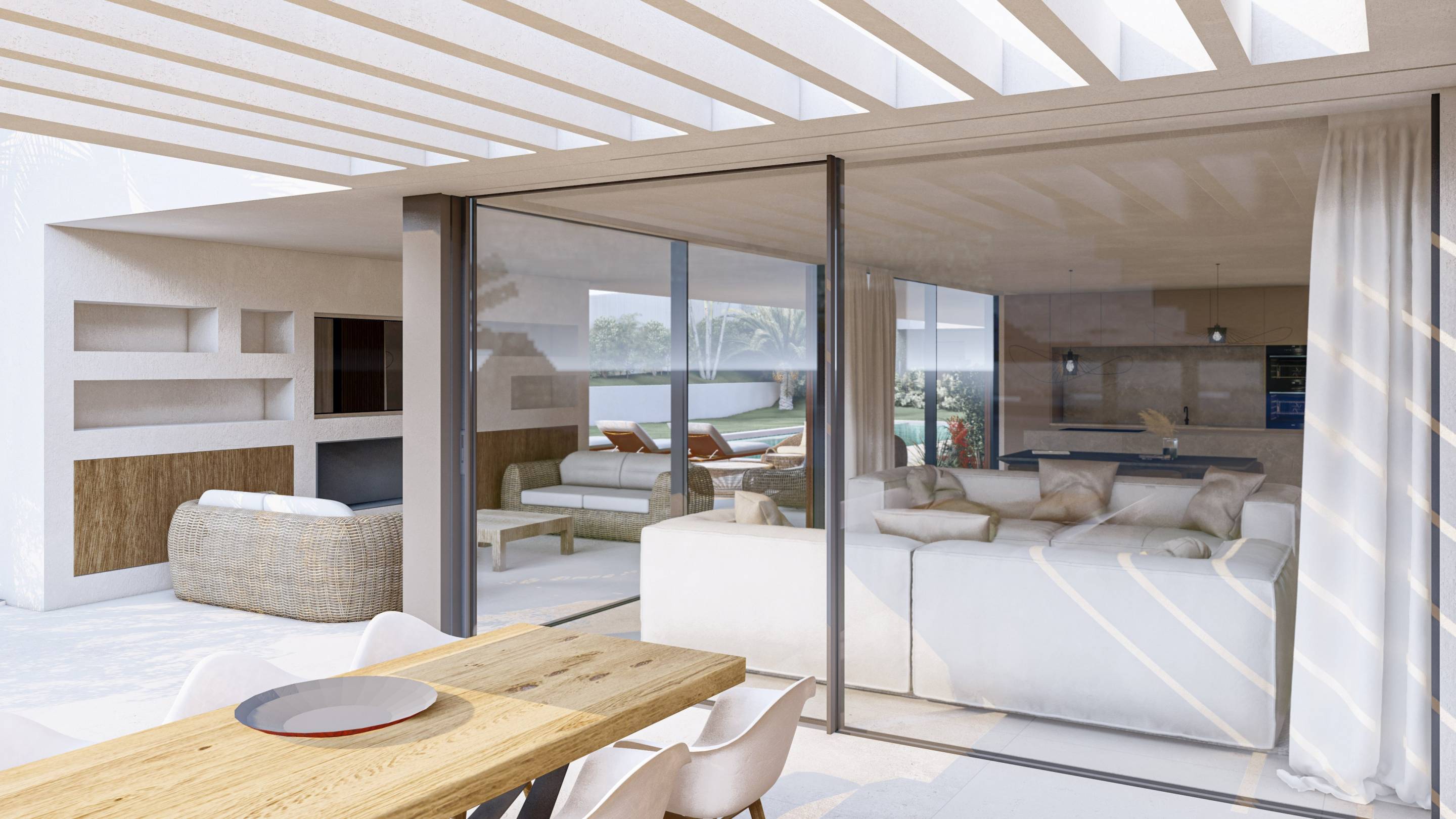 Covered terrace area in new-build villa, Bahia de las Rocas, Manilva