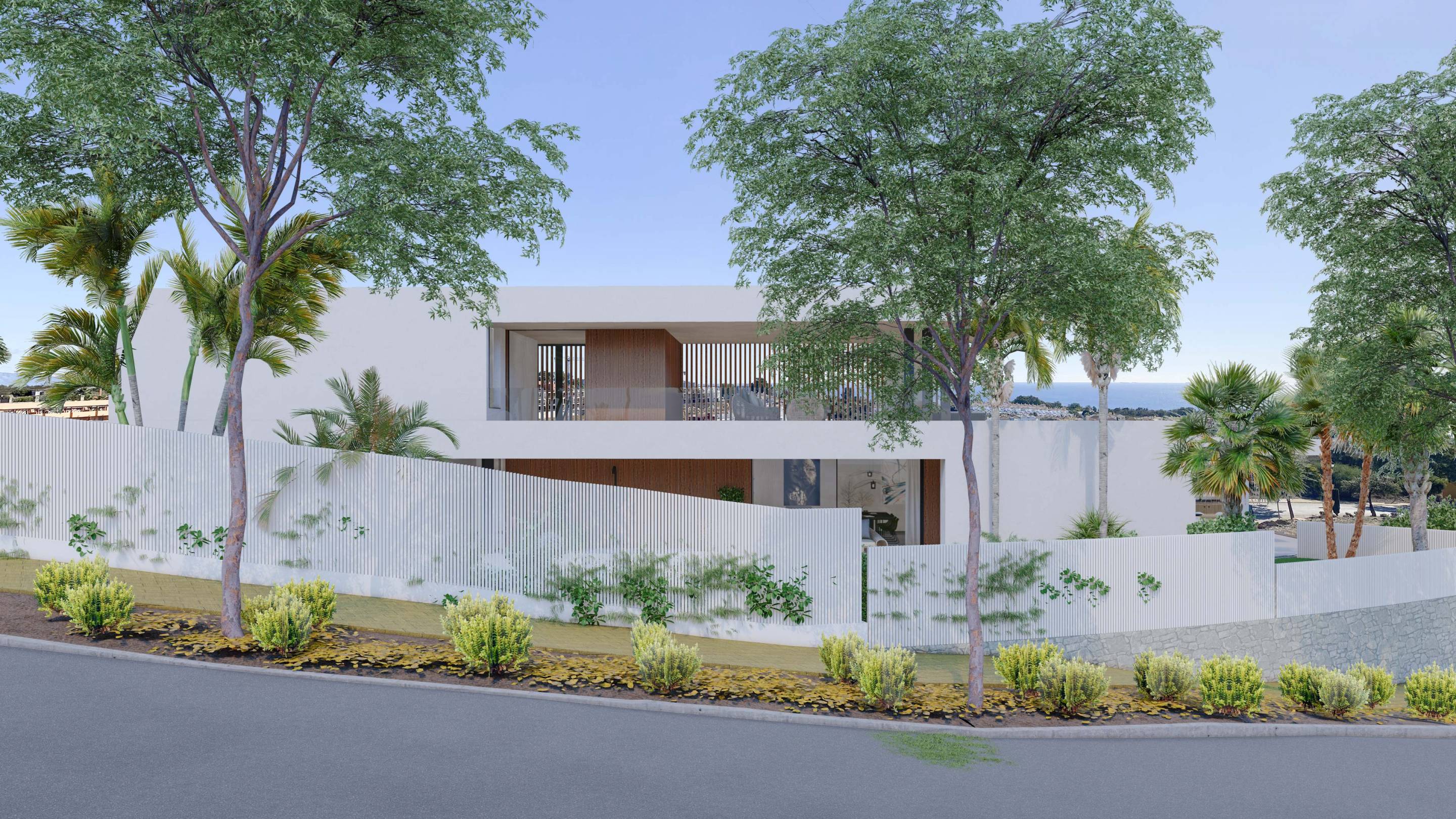 Aerial or elevated view of villa plot, Bahia de las Rocas, Manilva