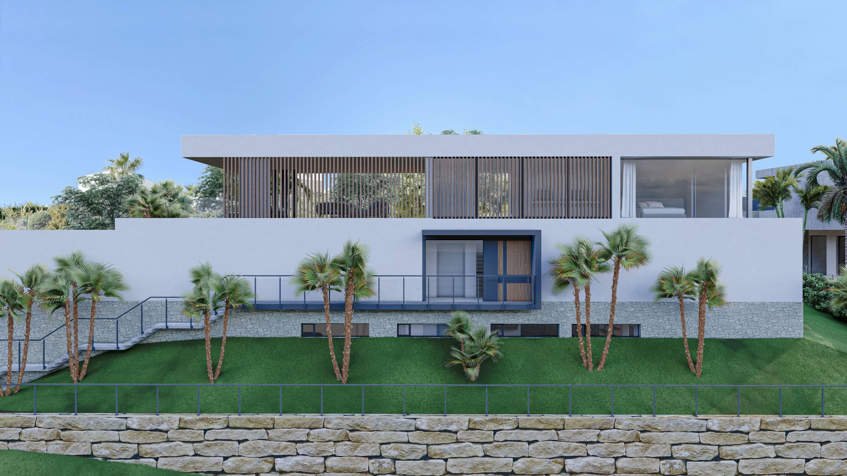 Rear garden and outdoor area of new-build villa, Bahia de las Rocas