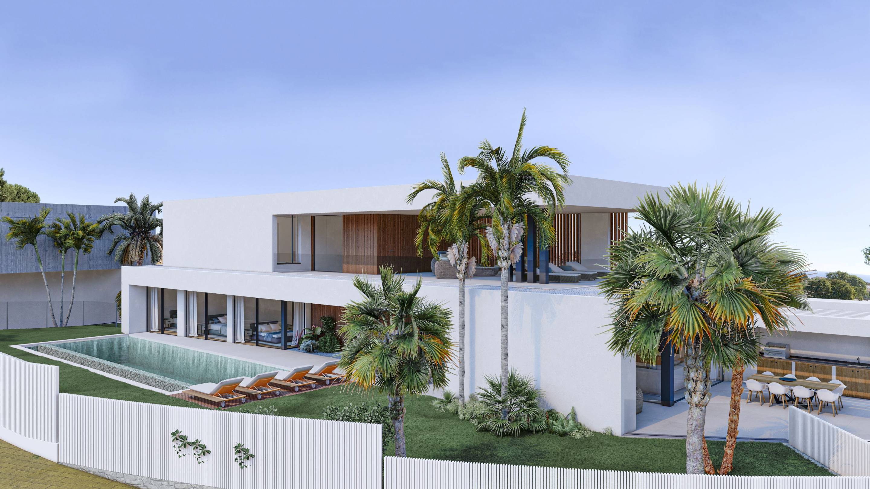 Pool area of 4-bedroom villa on 1,067m2 plot, Manilva