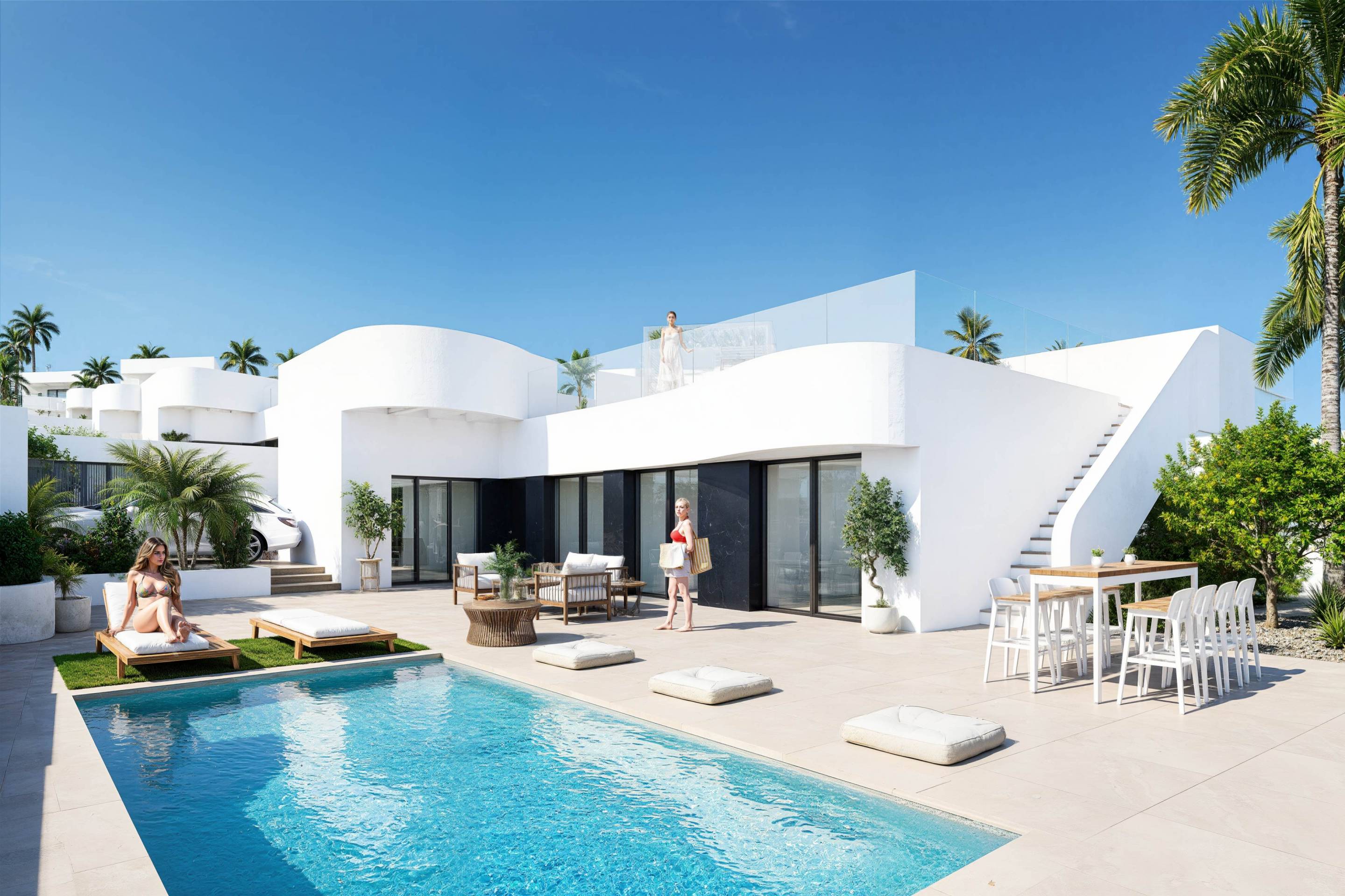 Aerial or street-level view showing location of new-build villa in Comunidad Valenciana, Algorfa