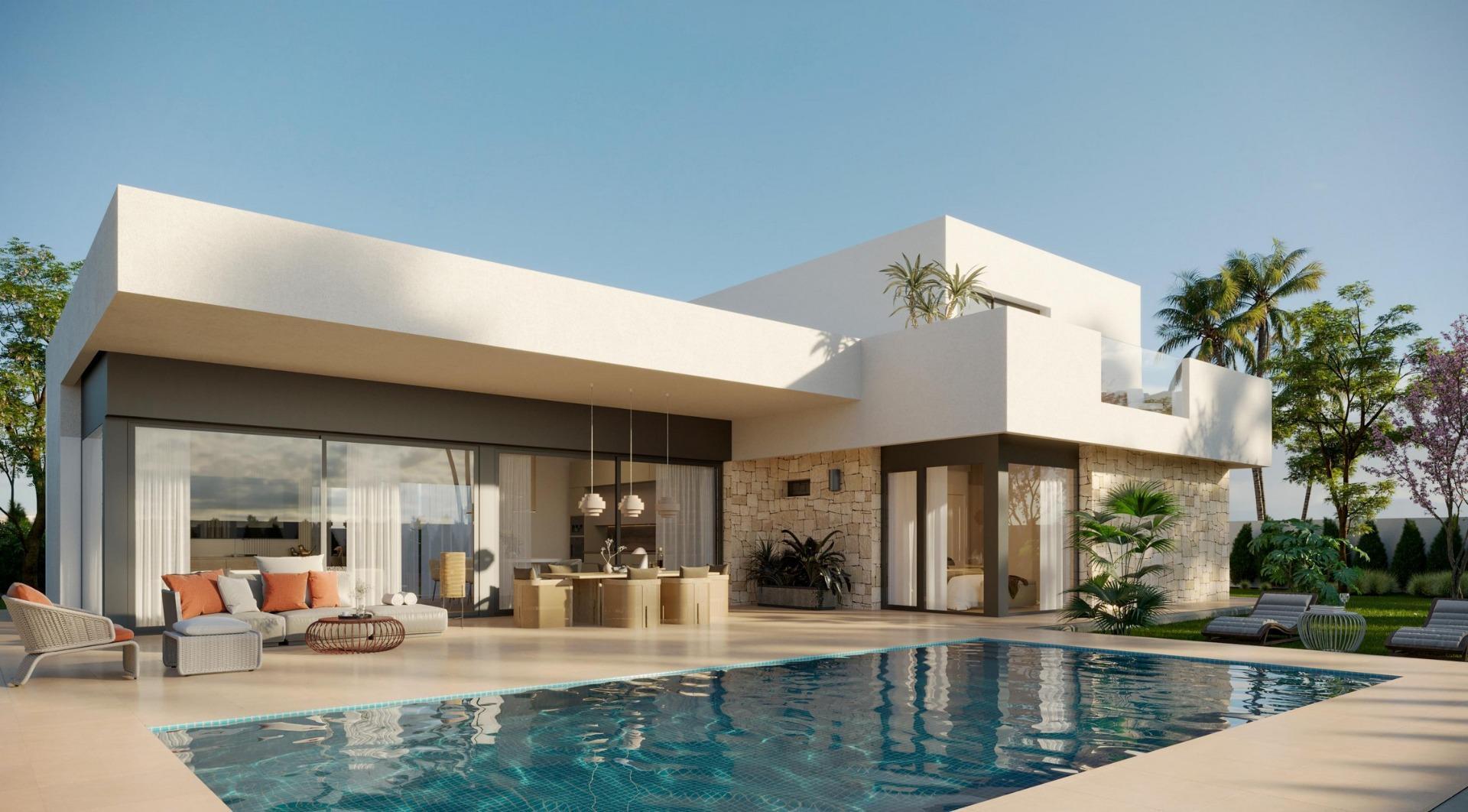 Garden area of 4-bedroom new-build villa, Pedanías Este