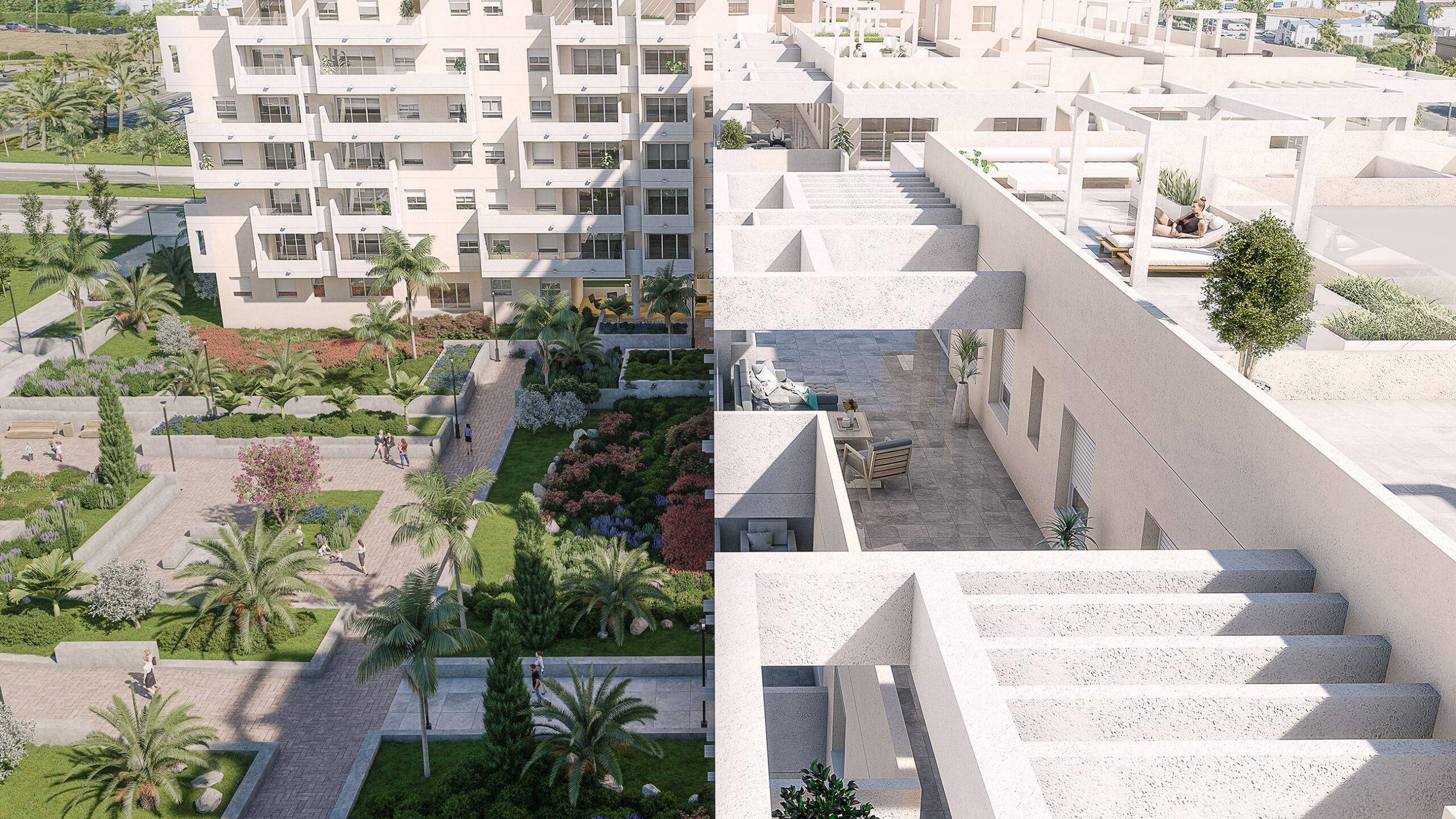 View from terrace of new-build apartment, Rodeo Alto, Marbella