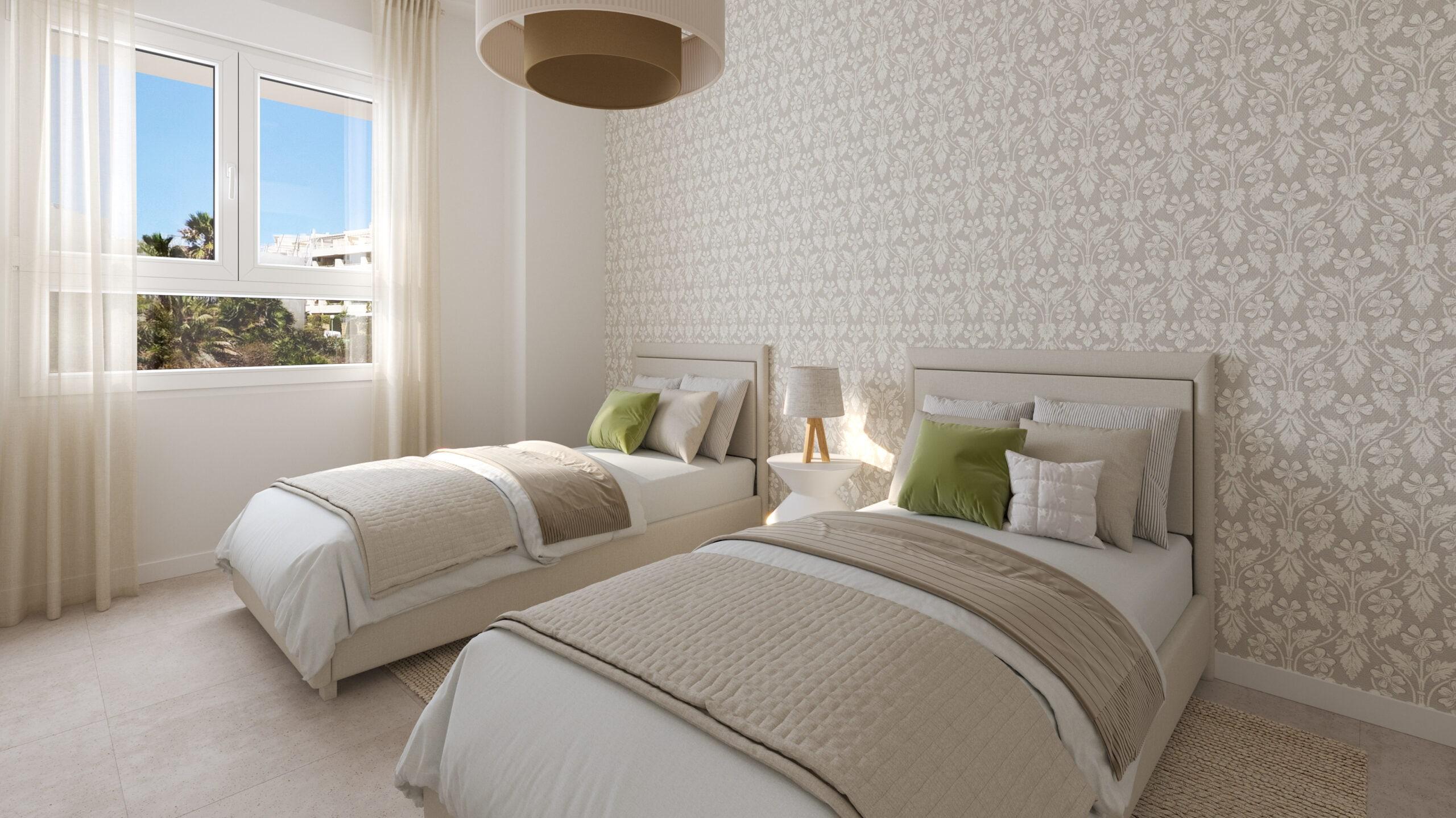Master bedroom with built-in wardrobe and natural light