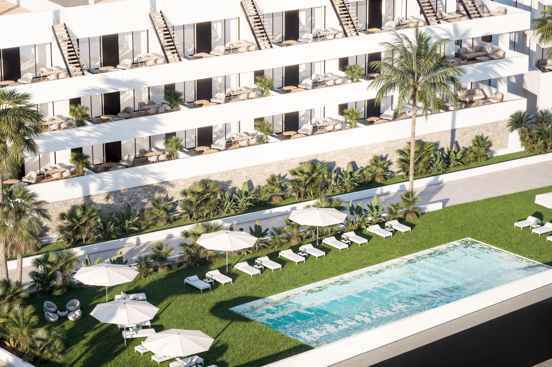 Open-plan living and dining area in 2-bedroom penthouse, Seascape Resort, Finestrat