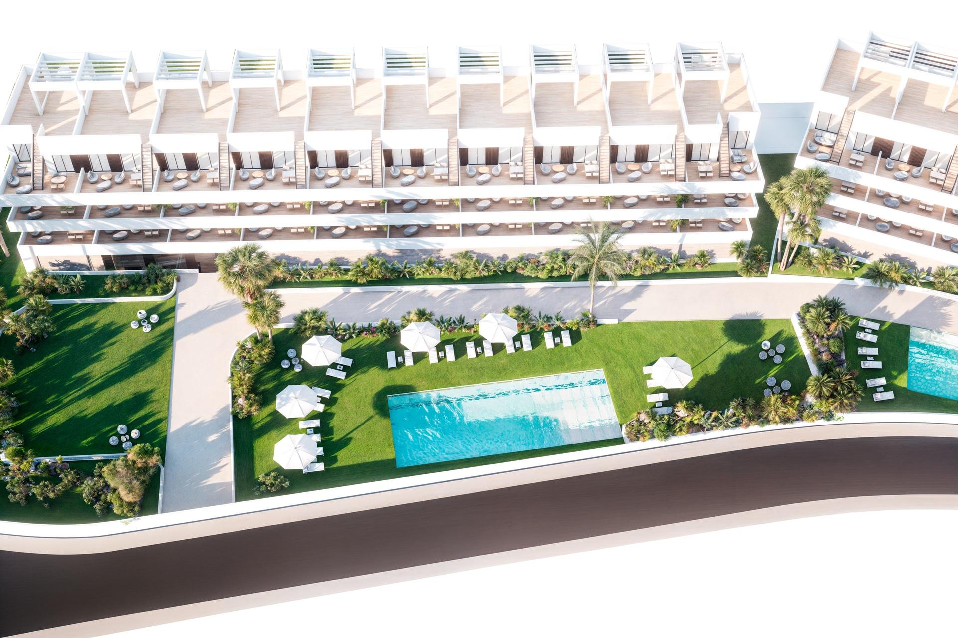 Building facade detail showing balconies, Seascape Resort, Finestrat