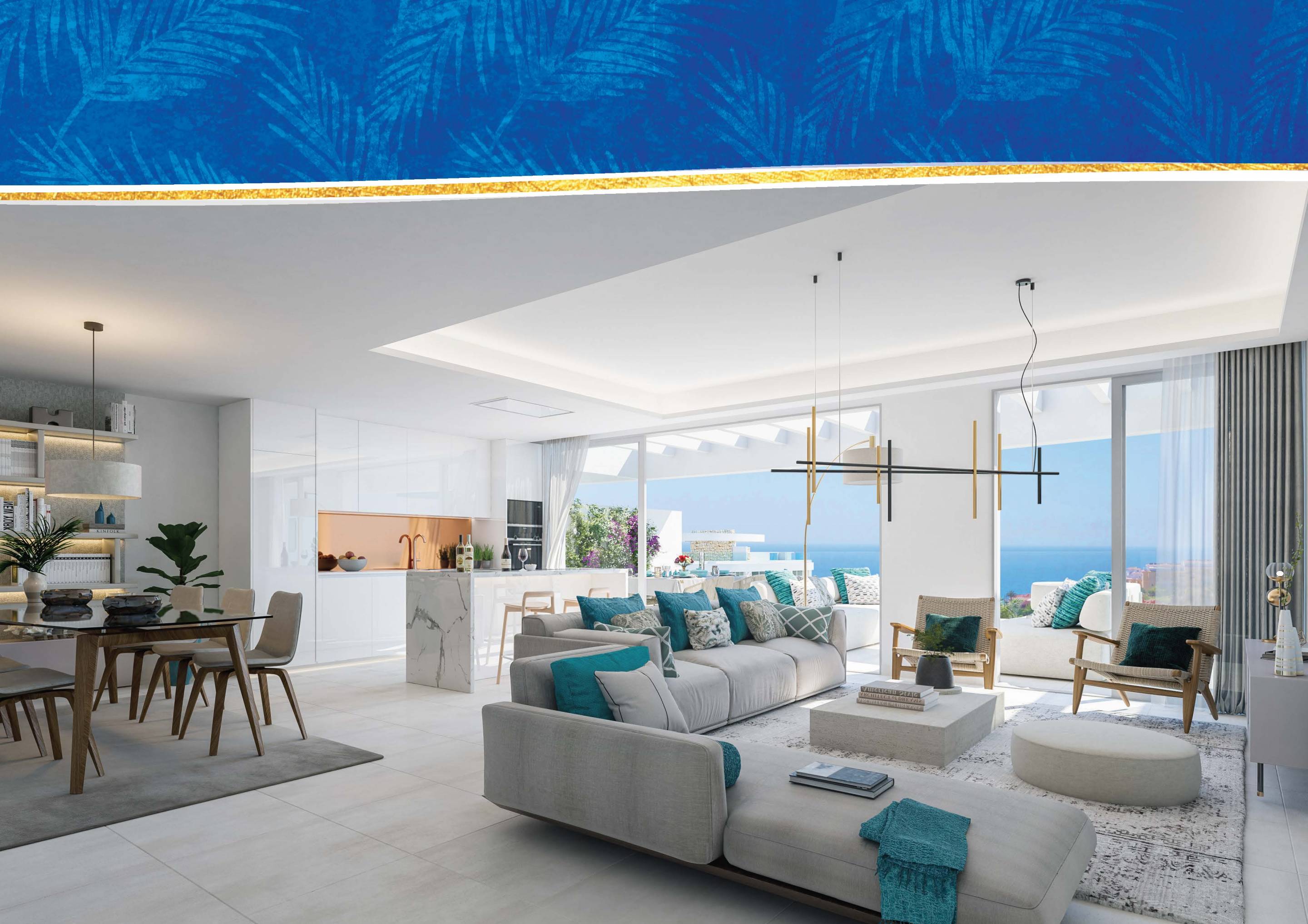 Communal pool area of new-build development in La Cala de Mijas, Mijas