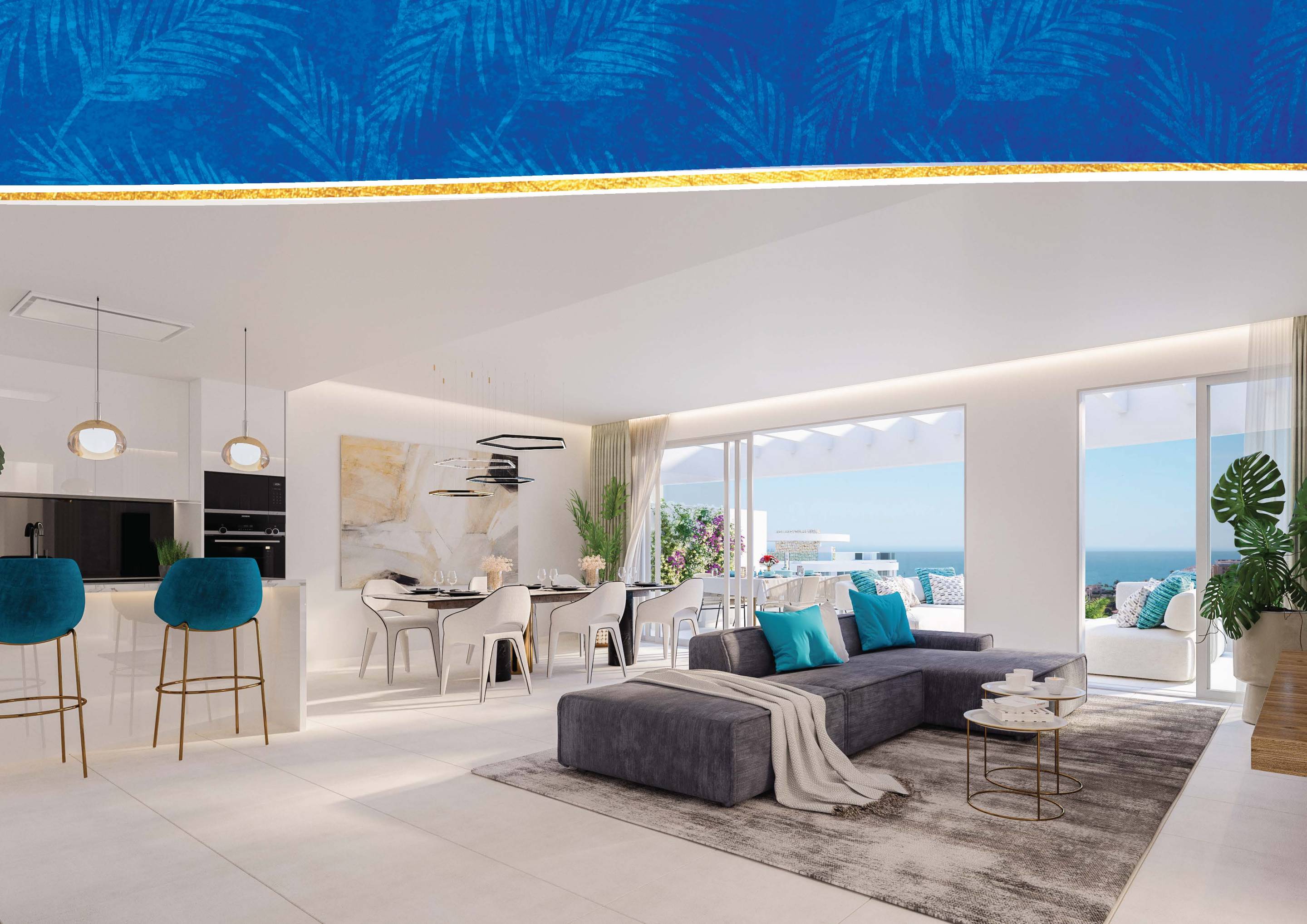 Lift lobby interior of new-build development, La Cala de Mijas, Mijas