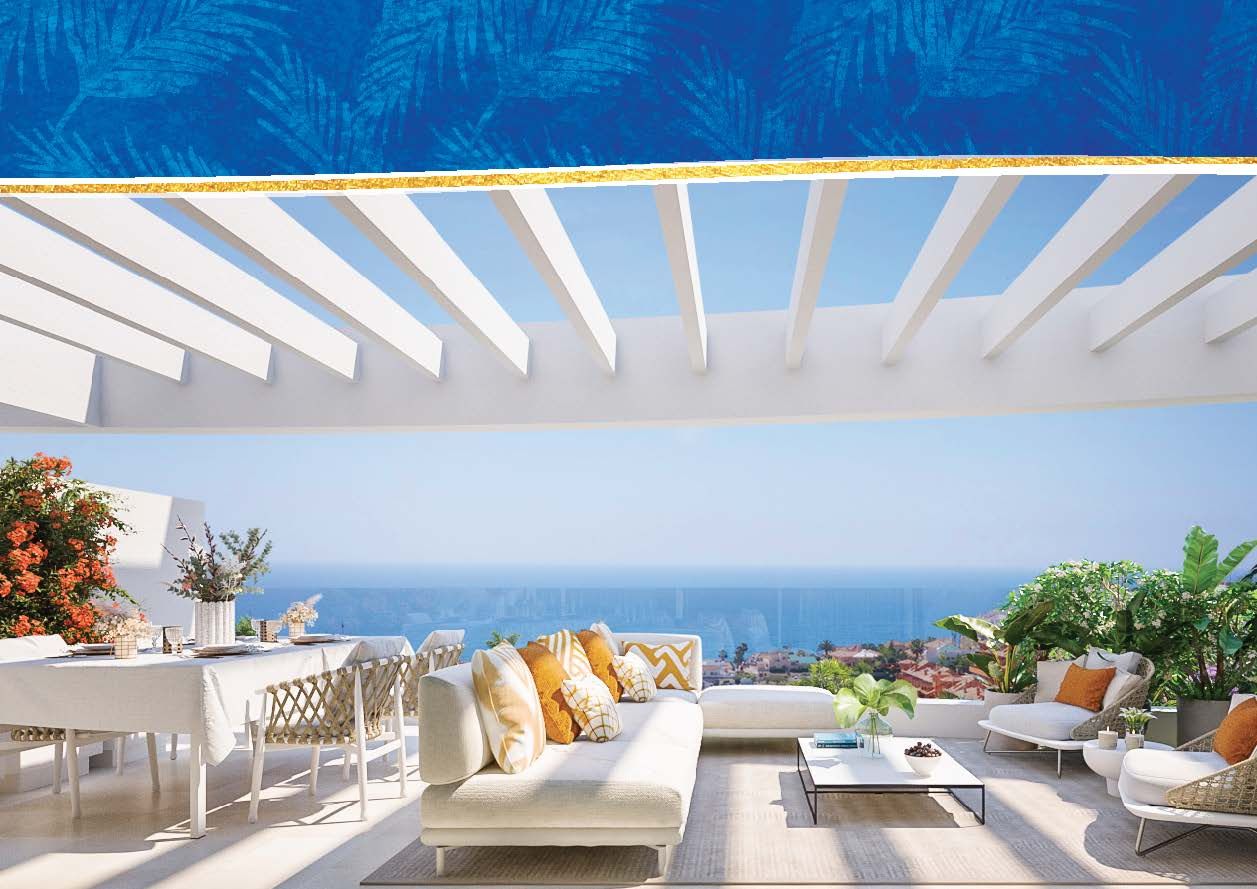 Communal pool and seating area at new-build development, La Cala de Mijas