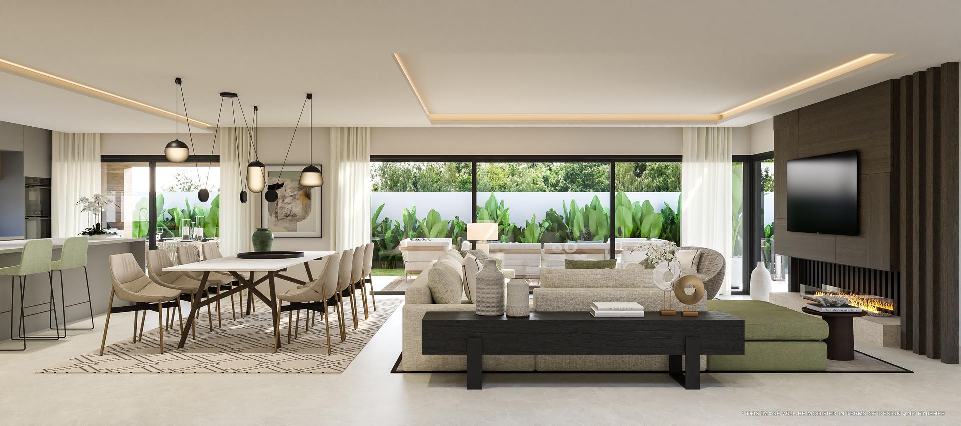 Pool and surrounding terrace in Riviera del Sol development