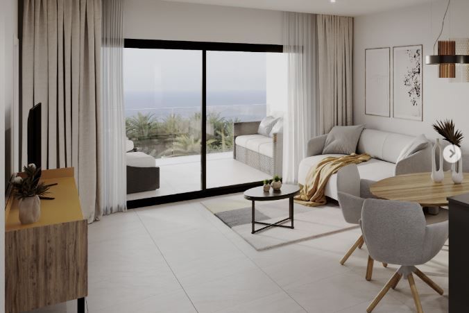 Open-plan living and dining room in 2-bedroom apartment, Torreblanca