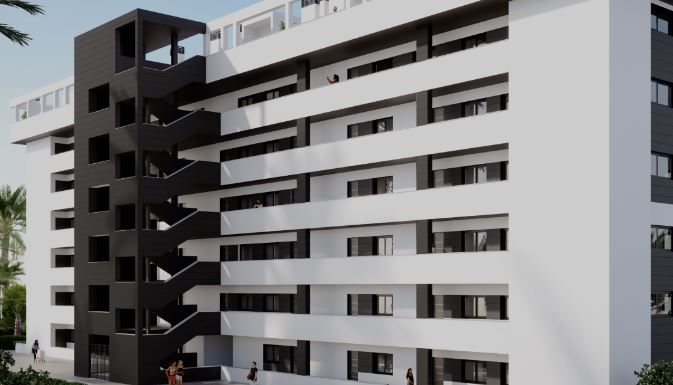 Open-plan kitchen and dining area in 2-bedroom apartment, Torreblanca