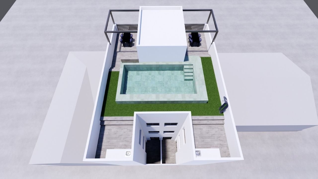 Exterior facade of new-build apartment block in El Mojón