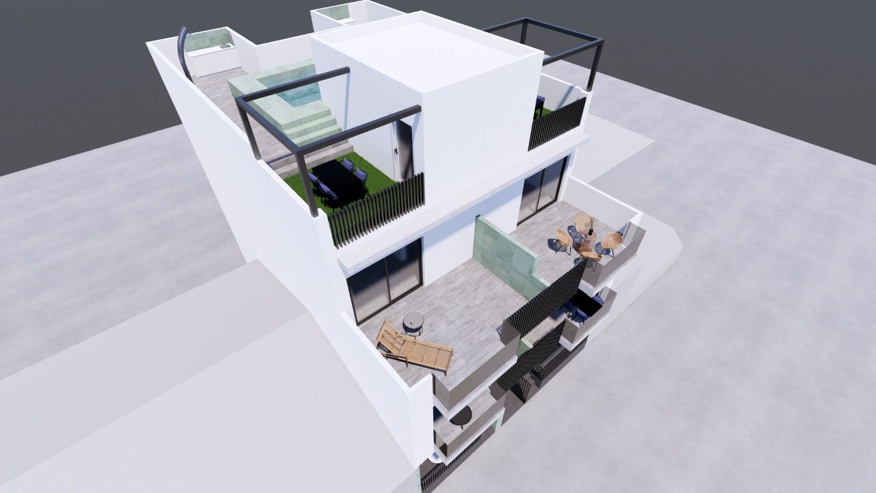 Open-plan kitchen and living room in new-build apartment, El Mojón