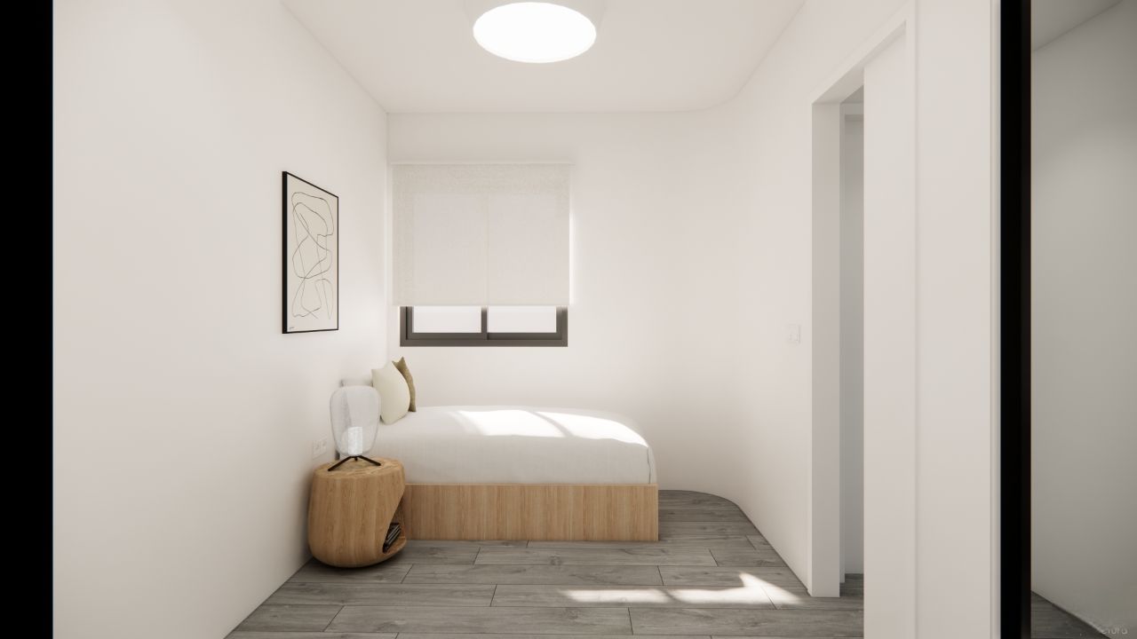 Dining area in open-plan living space, El Mojón apartment