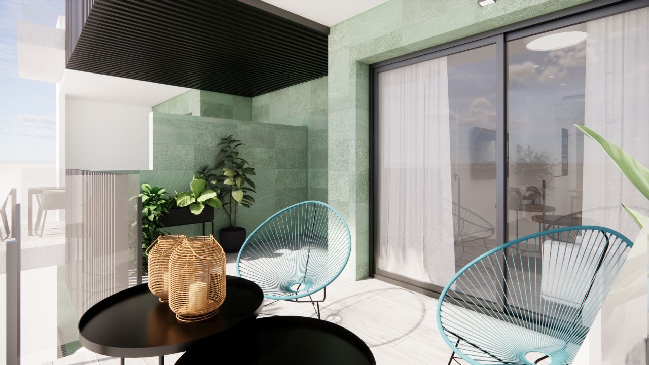 Bathroom tiles and shower fittings, 2-bedroom apartment, El Mojón