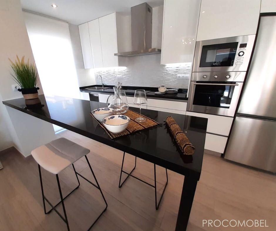 Open-plan kitchen and dining area, new-build penthouse, El Raso, Guardamar Del Segura