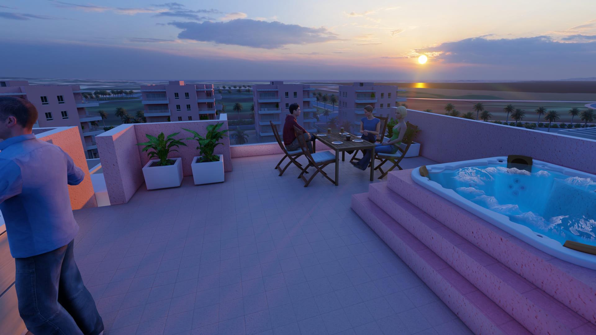 Rooftop solarium with seating area, top-floor penthouse, El Raso, Guardamar Del Segura