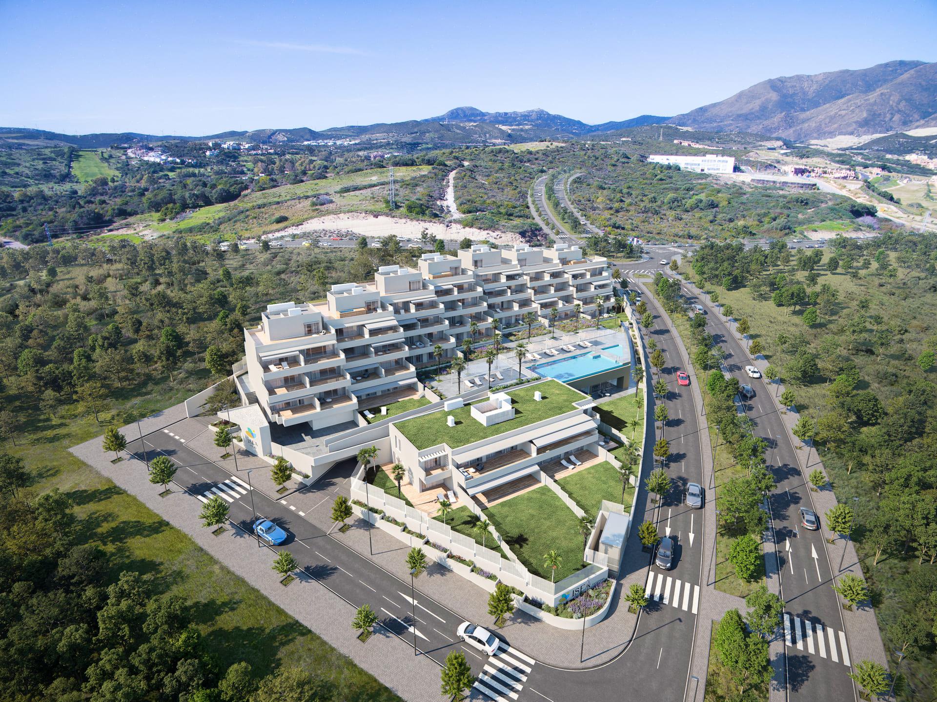 Building entrance and lift lobby in new-build apartment block, Arroyo Enmedio