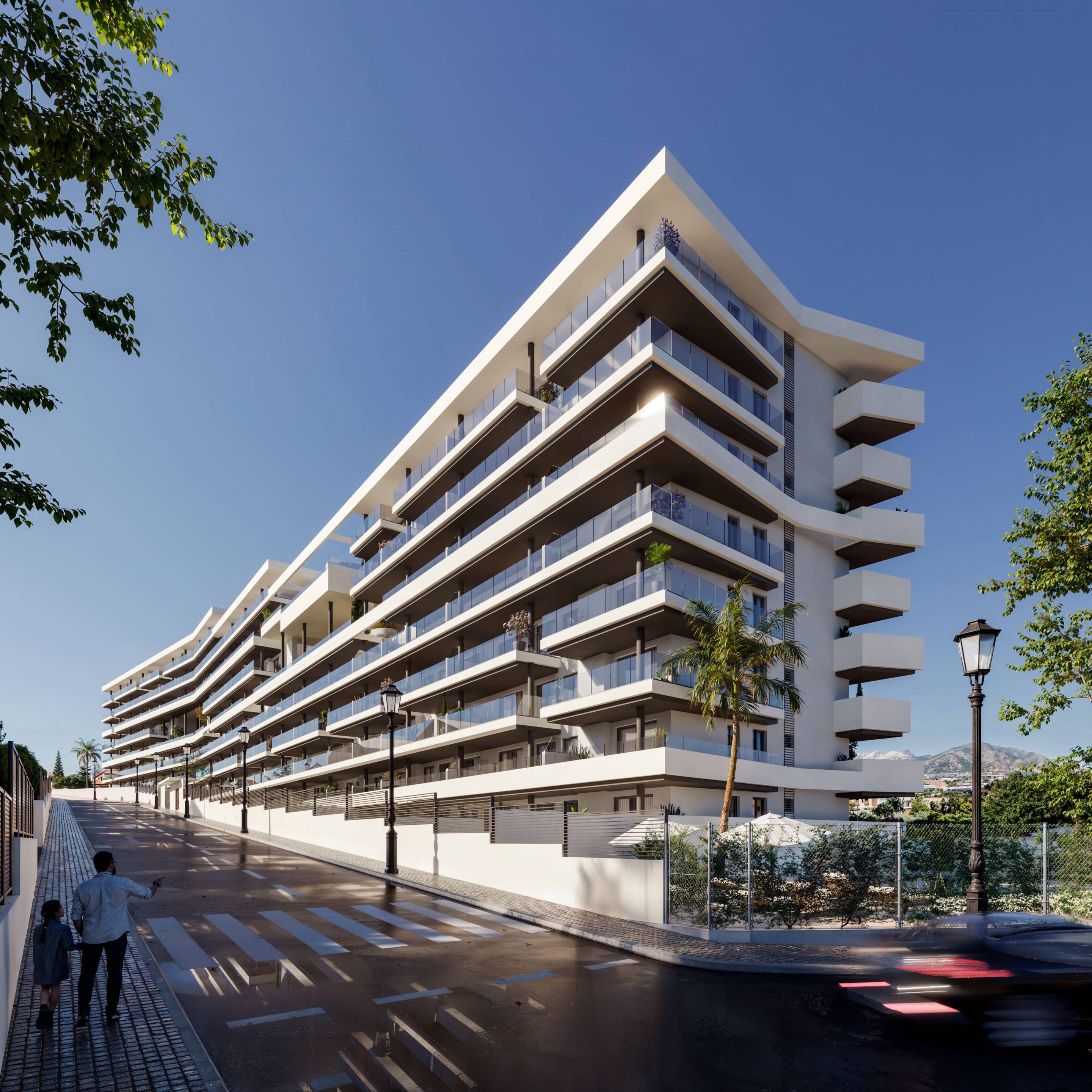 Open-plan living and dining area in 2-bedroom new-build apartment, Los Boliches, Fuengirola