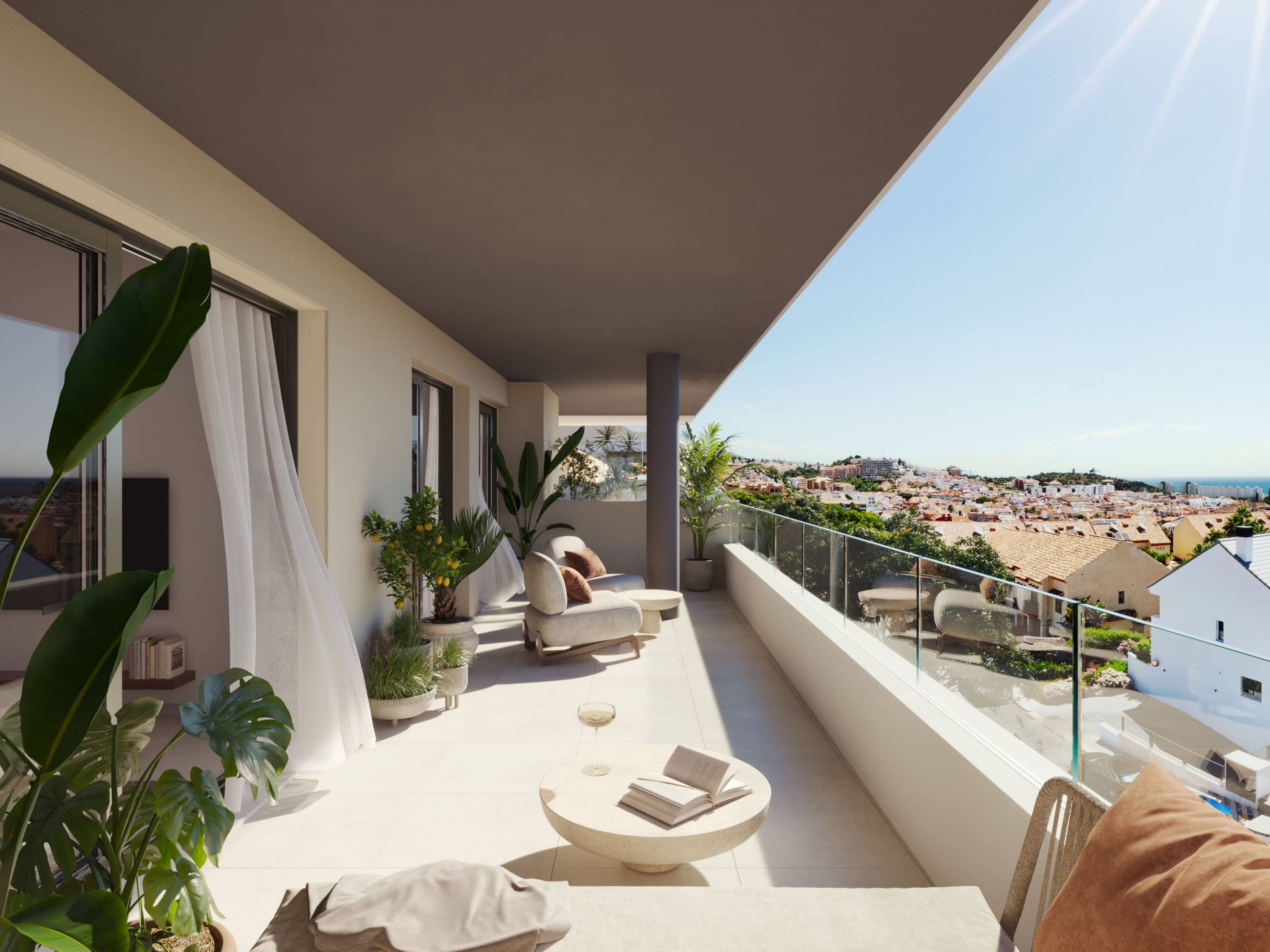 Terrace view from second-floor apartment in Los Boliches, Fuengirola