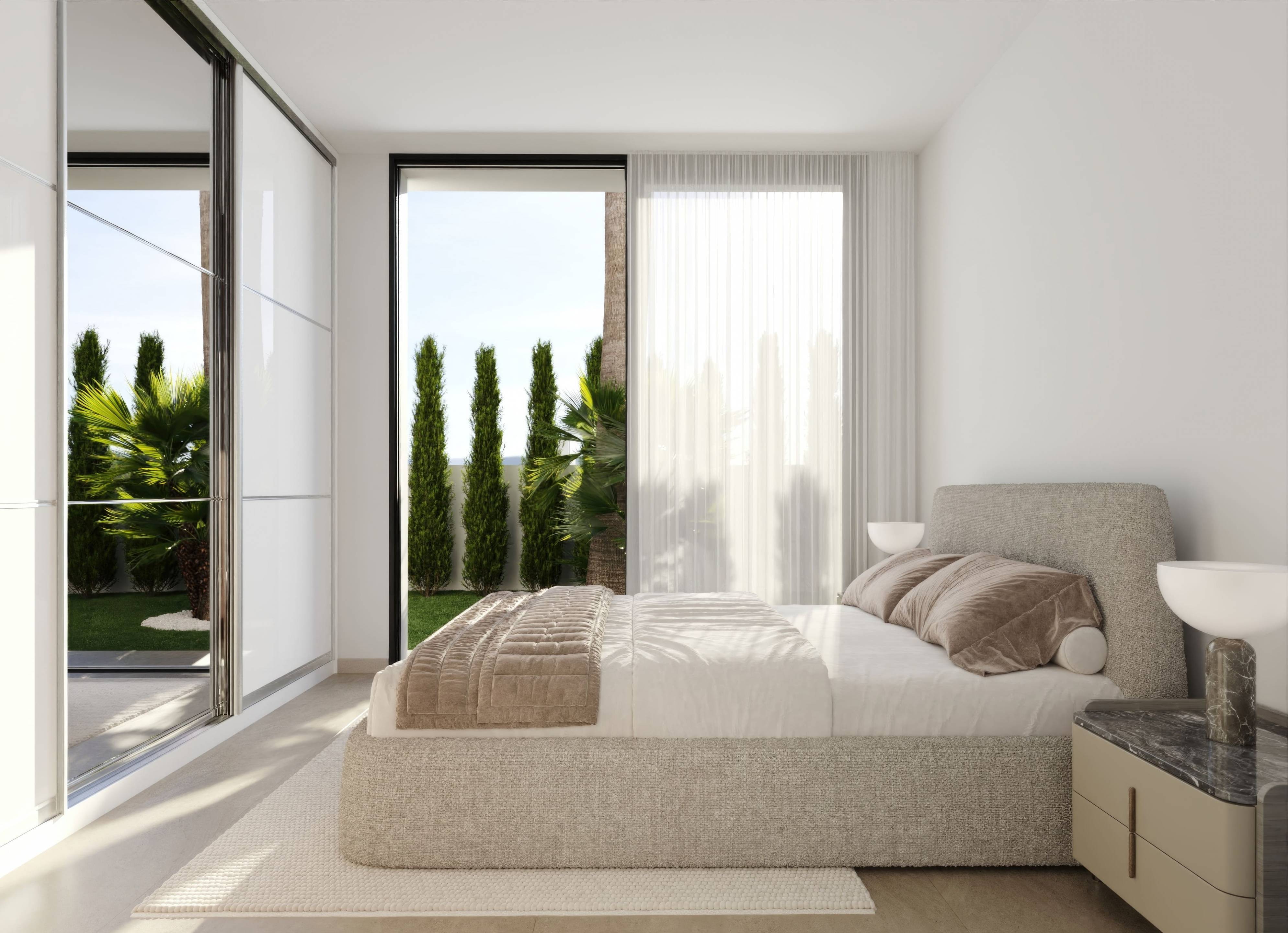 Outdoor terrace area of new-build villa on plot in Finestrat Hills