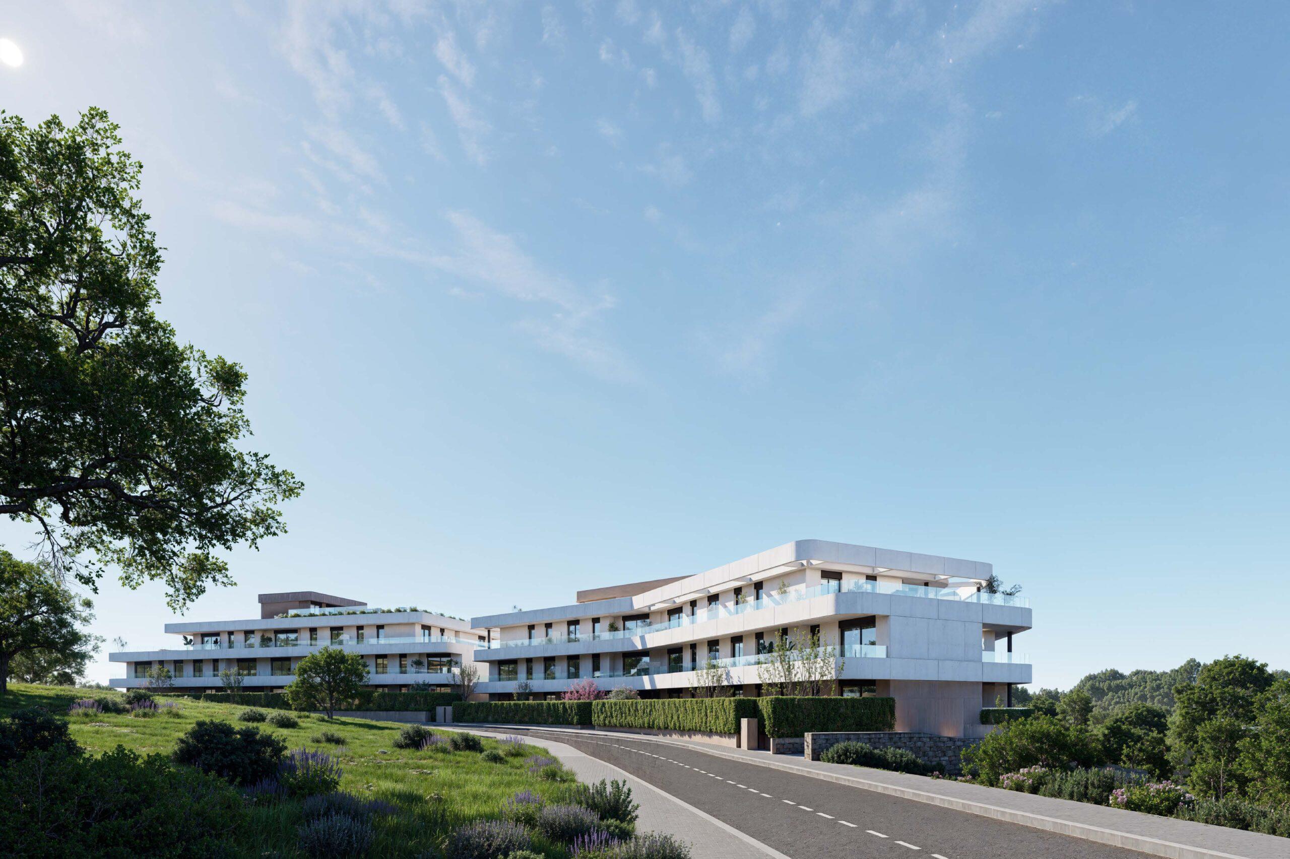 Open-plan living and dining area in 2-bedroom new-build apartment, Estepona Golf