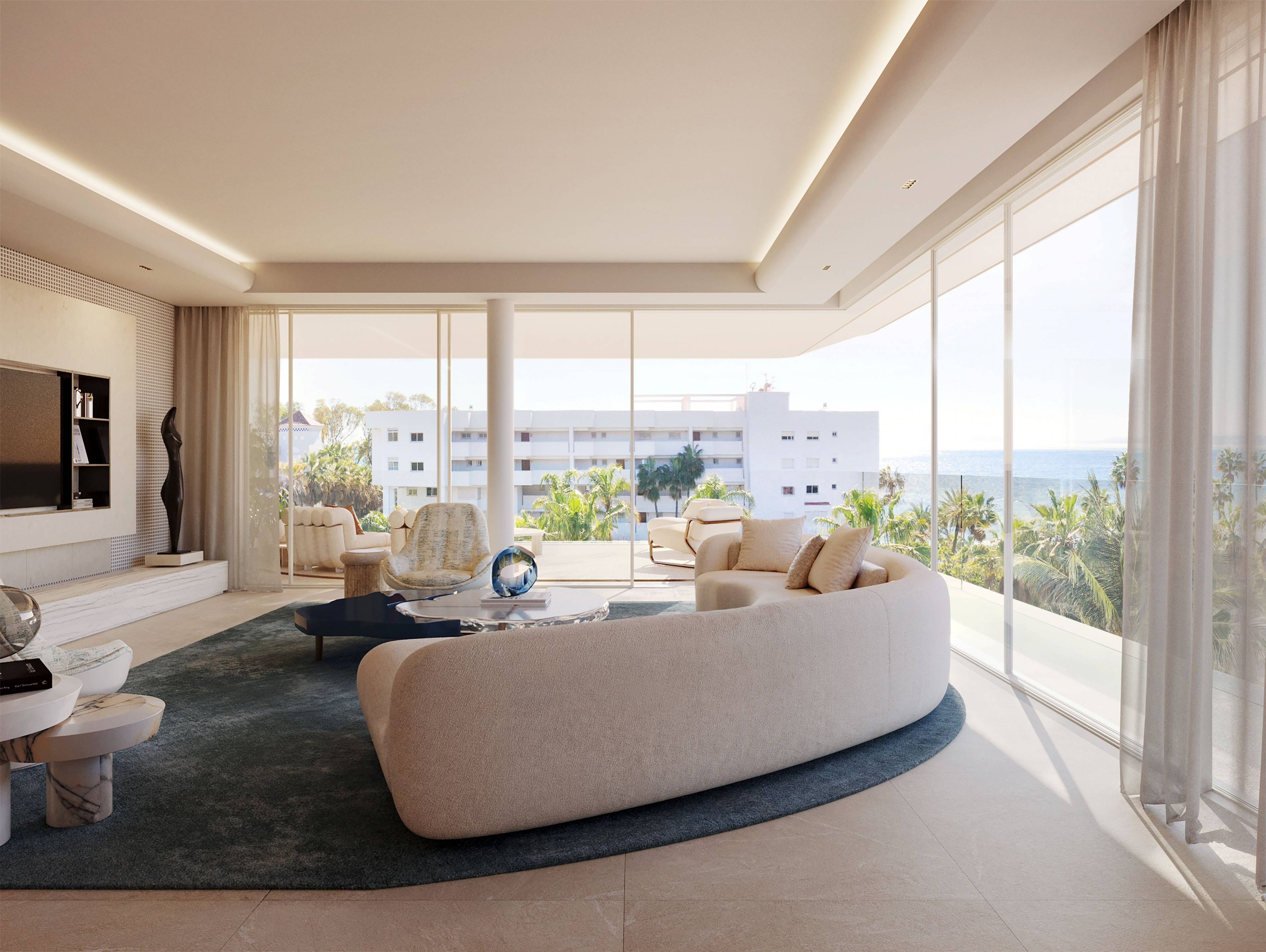 Living area with access to terrace in Los Llanos apartment