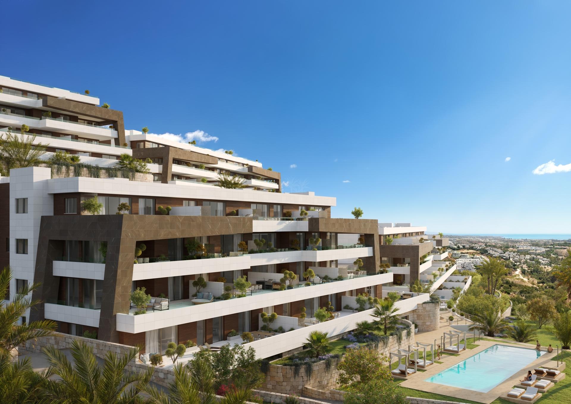 Communal area inside new-build development, El Velerín, Estepona