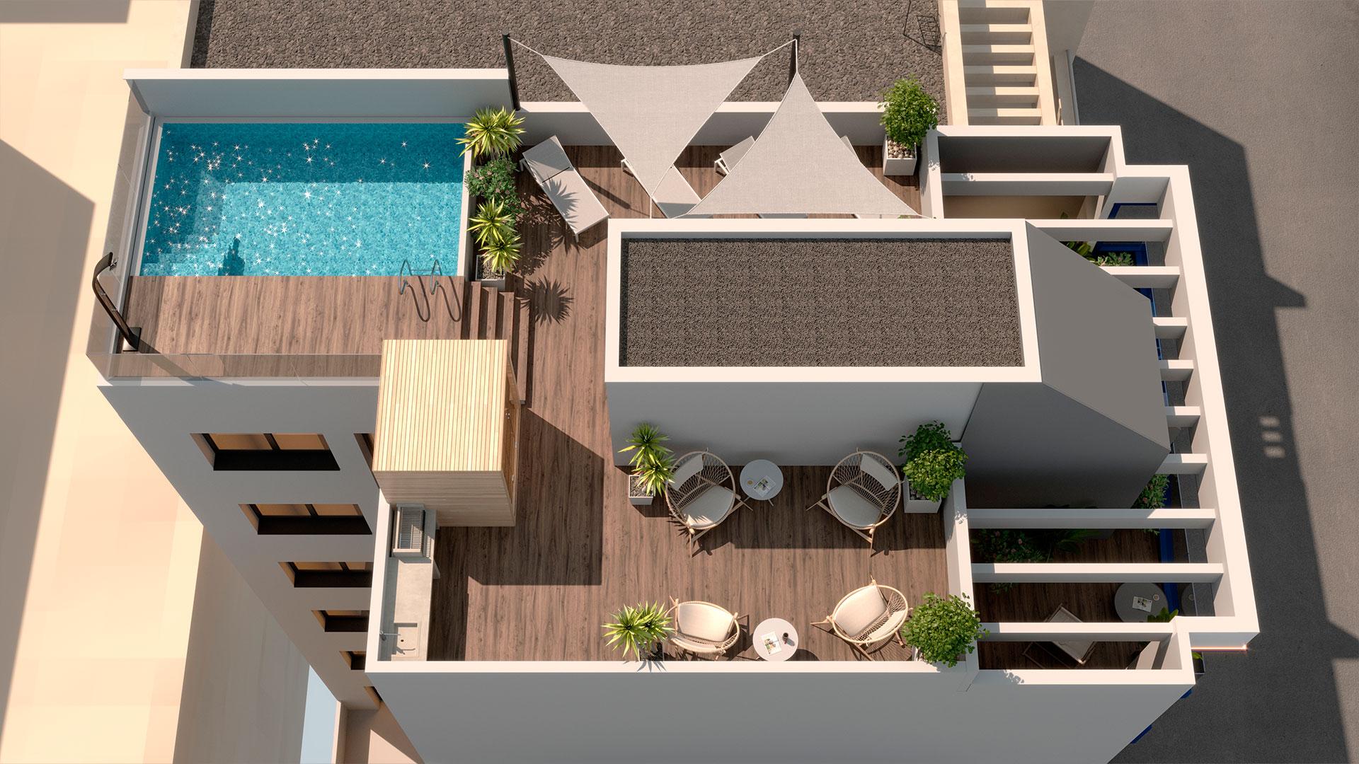 Living area in 1-bedroom penthouse, Torrevieja
