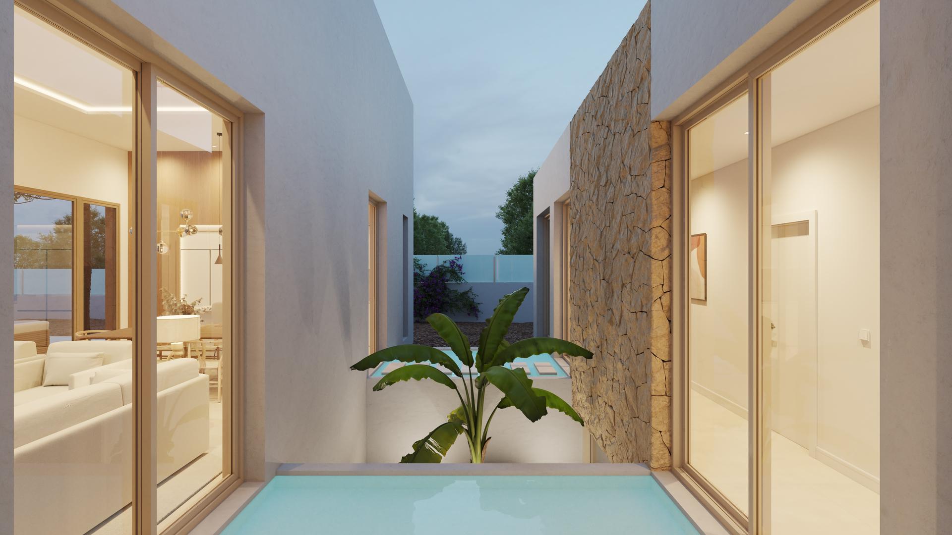 Exterior detail of new-build villa in Algorfa
