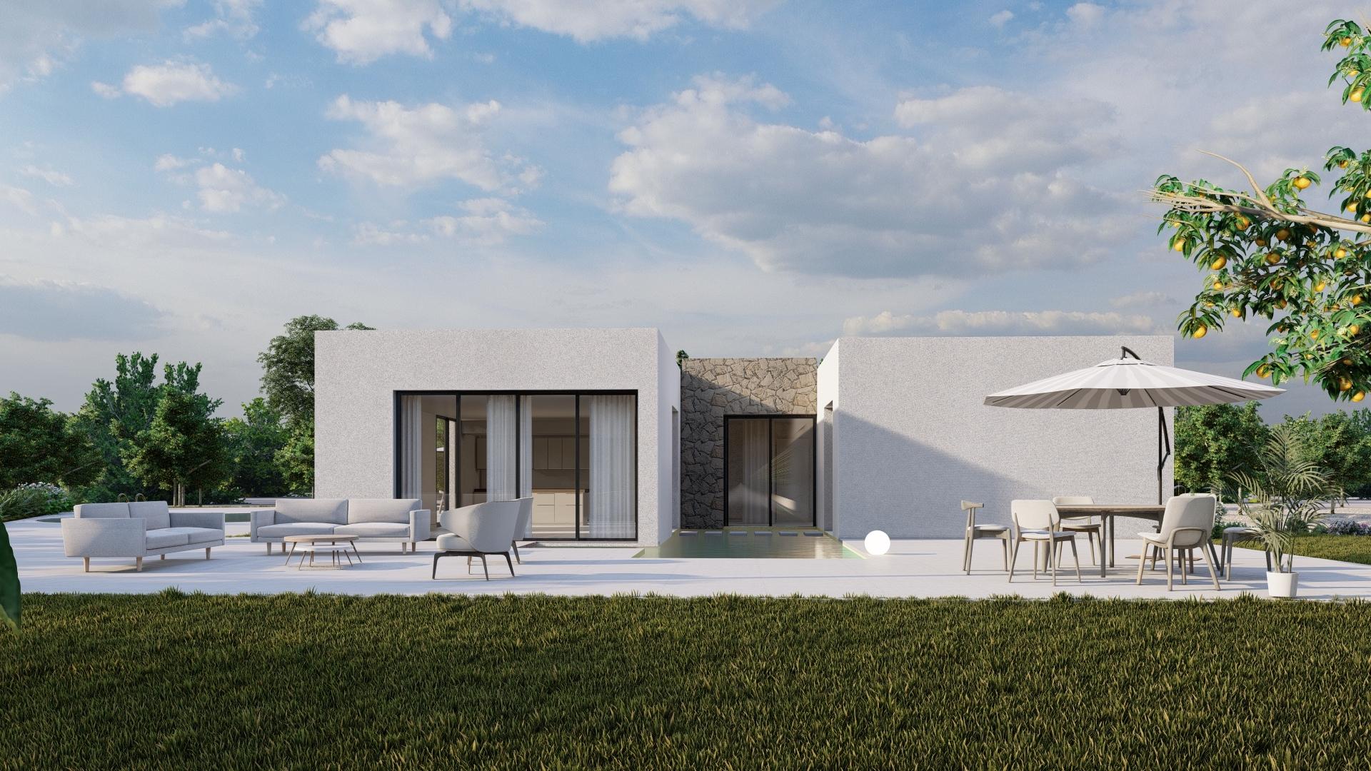 Rear garden area and plot of new-build villa in Algorfa