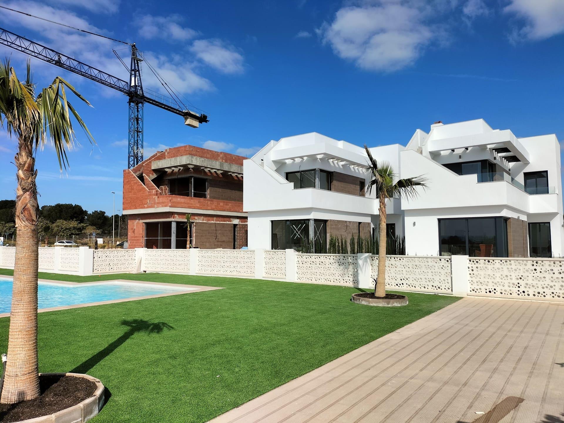 Aerial view of villa plot and surrounding urbanisation, Pinar de Campoverde