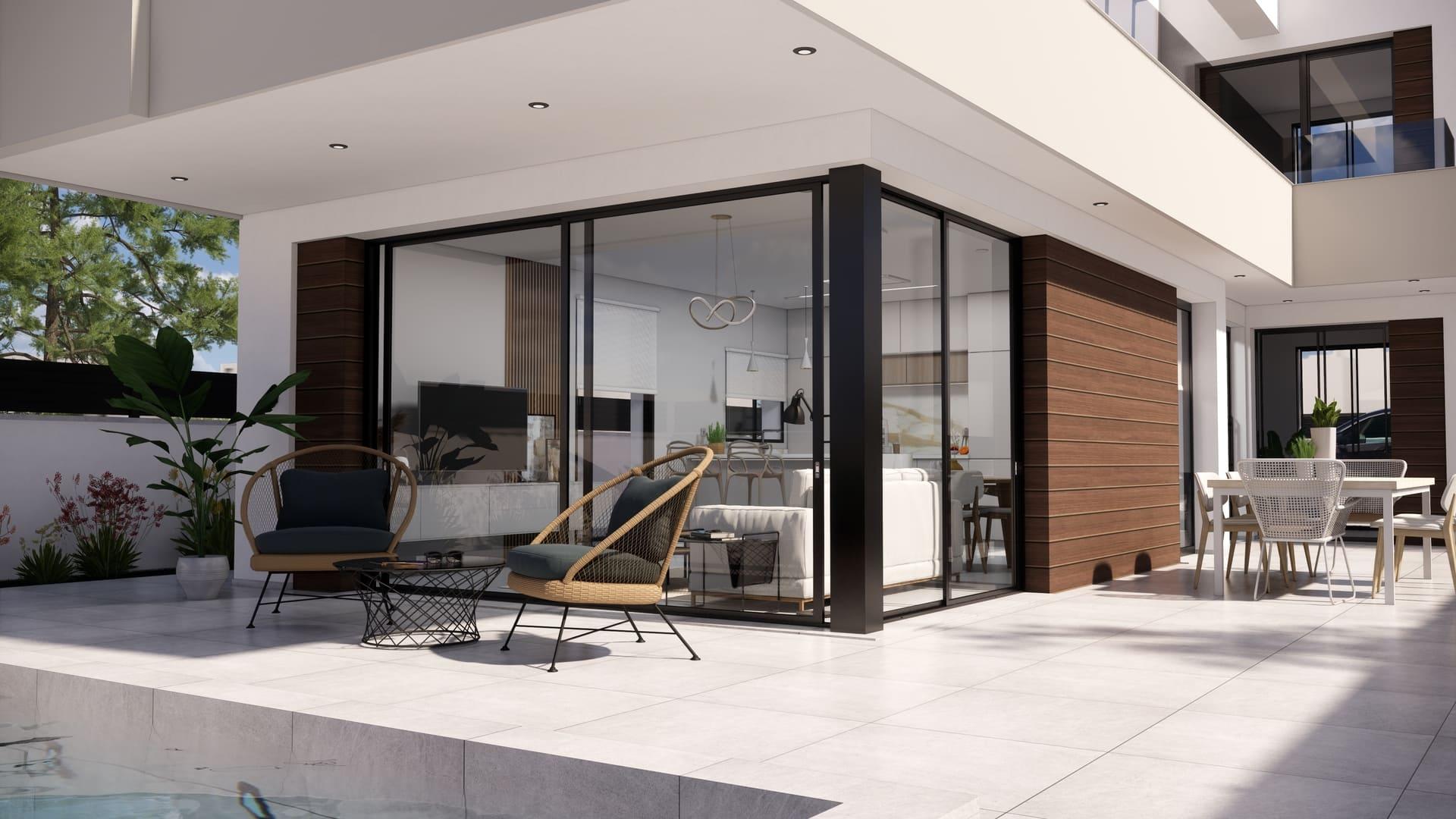 Bathroom with shower enclosure in new-build villa, Pinar de Campoverde