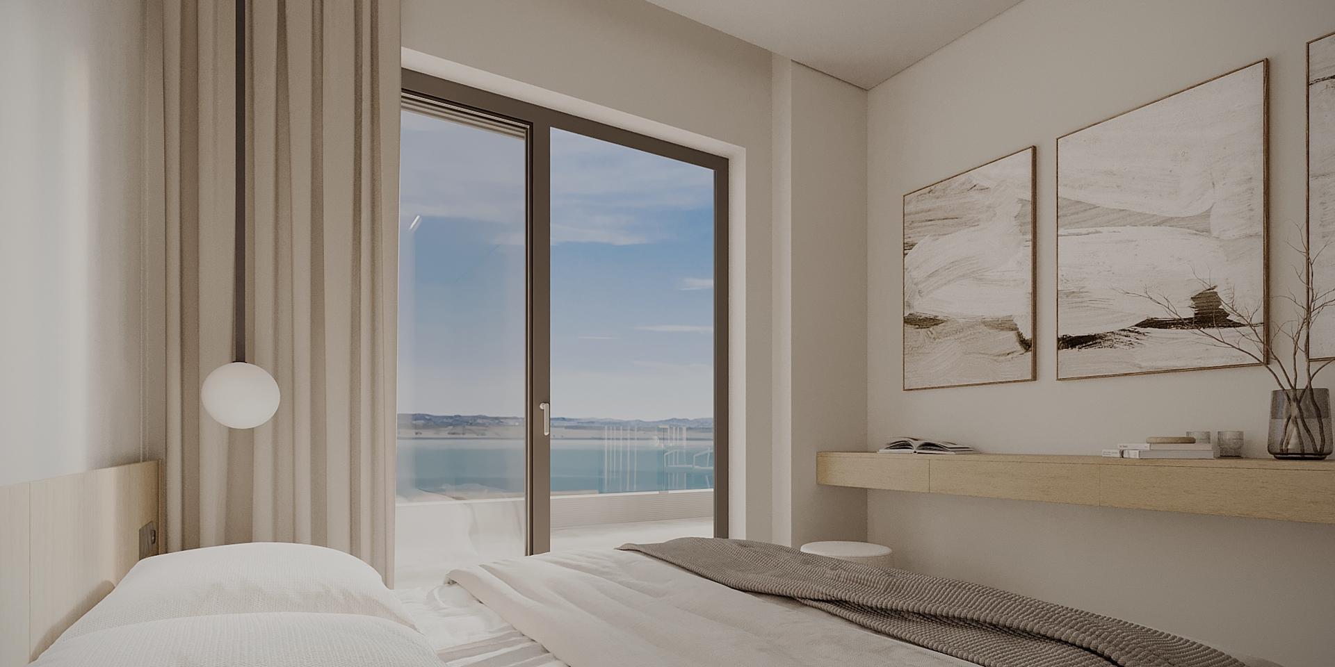 Master bedroom with sea views and terrace access