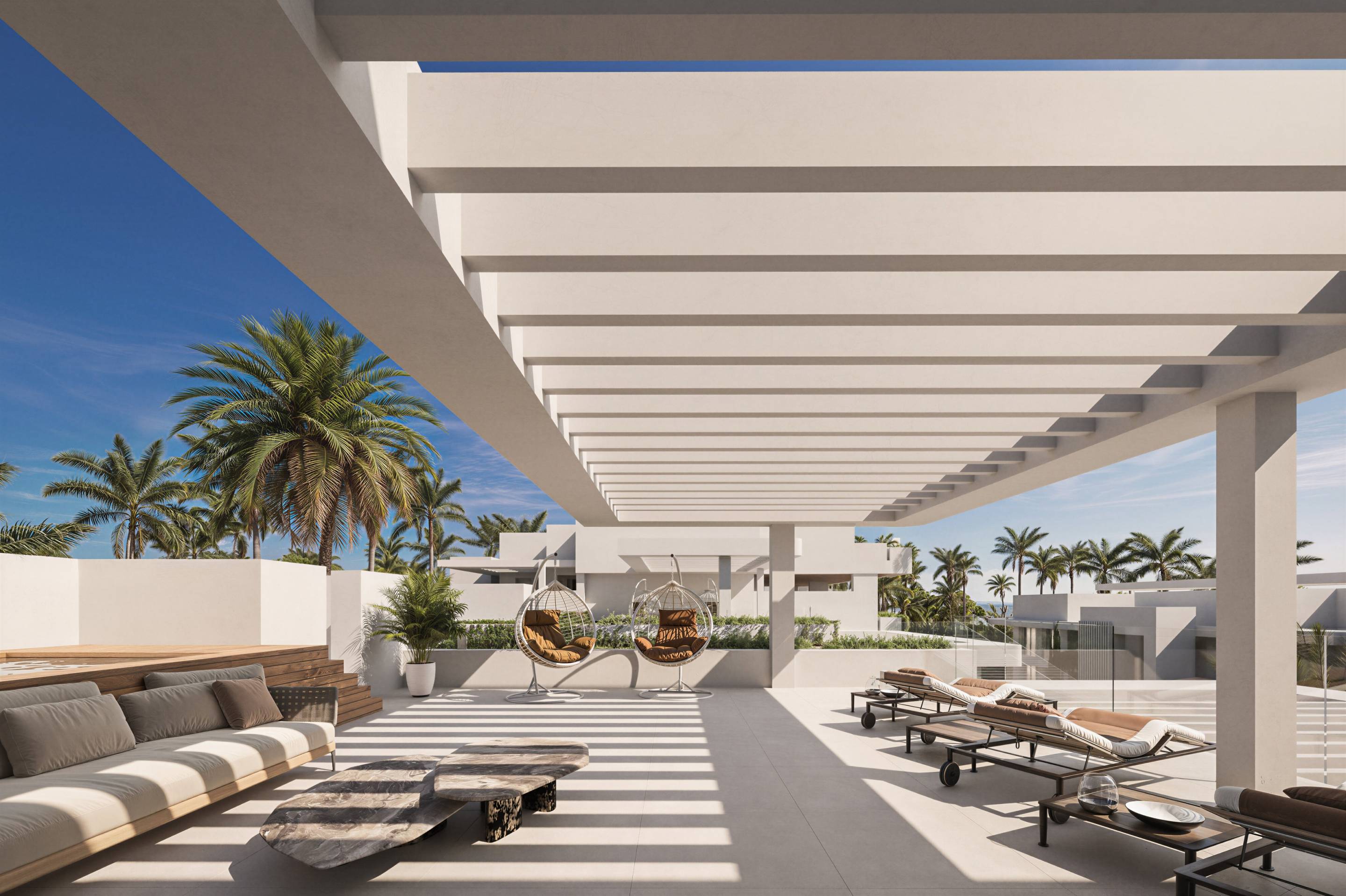 Open-plan living and dining area in 3-bedroom penthouse, Nueva Milla De Oro