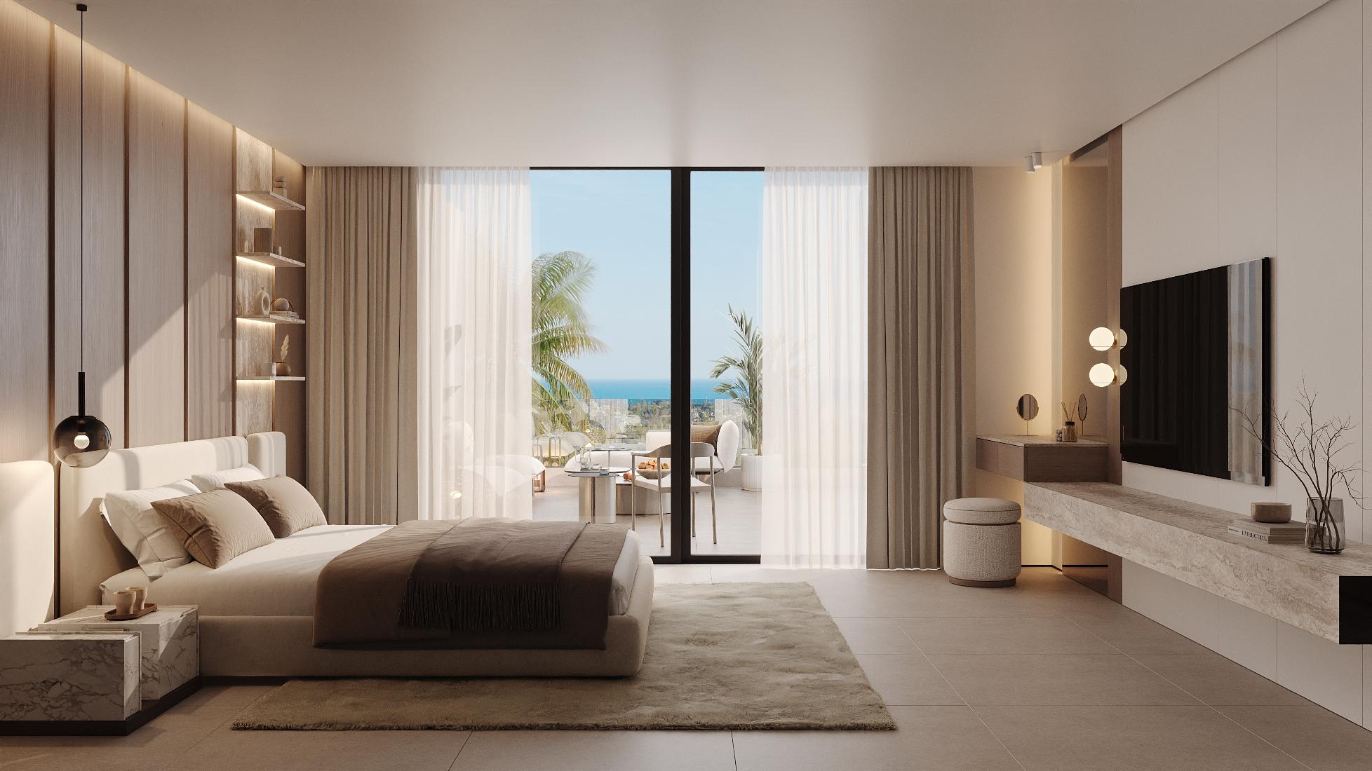 Communal pool surrounded by landscaping, Nueva Milla De Oro, Estepona