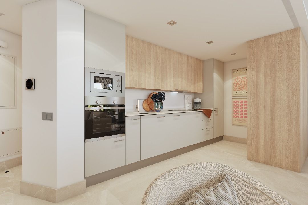 Living room with terrace access in 3-bed penthouse, Mijas