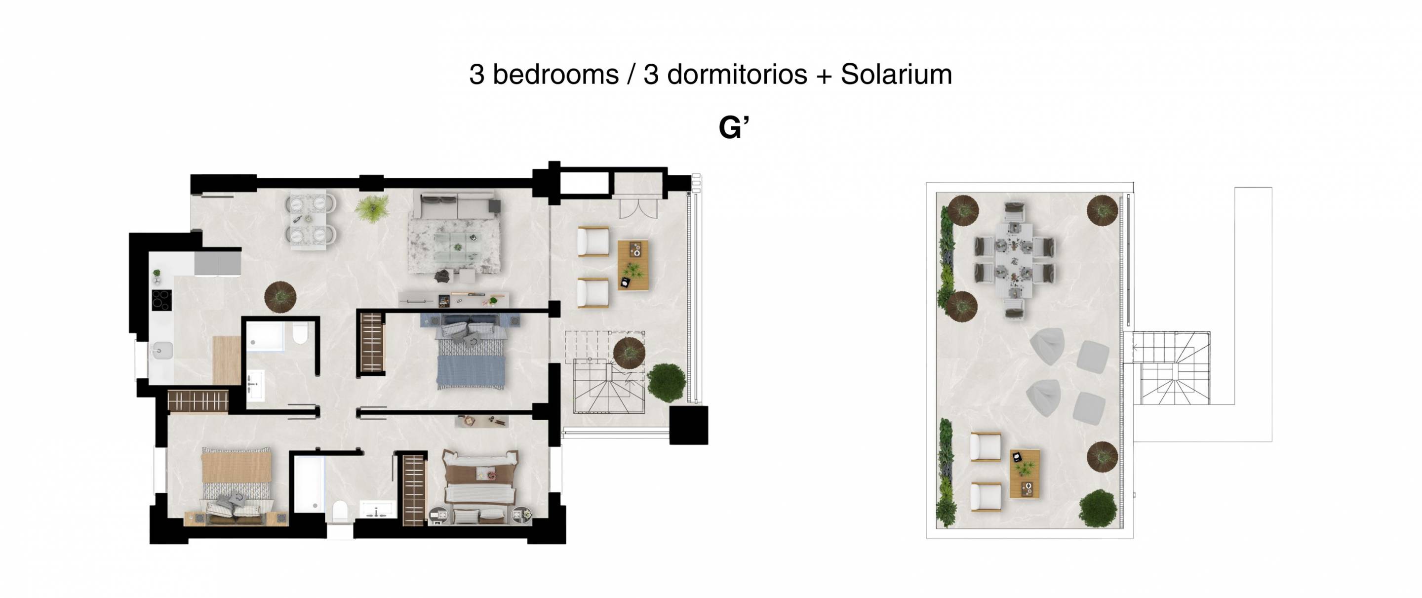 Floor plan of 3-bedroom penthouse in Hipódromo-Cerrado del Águila, Mijas