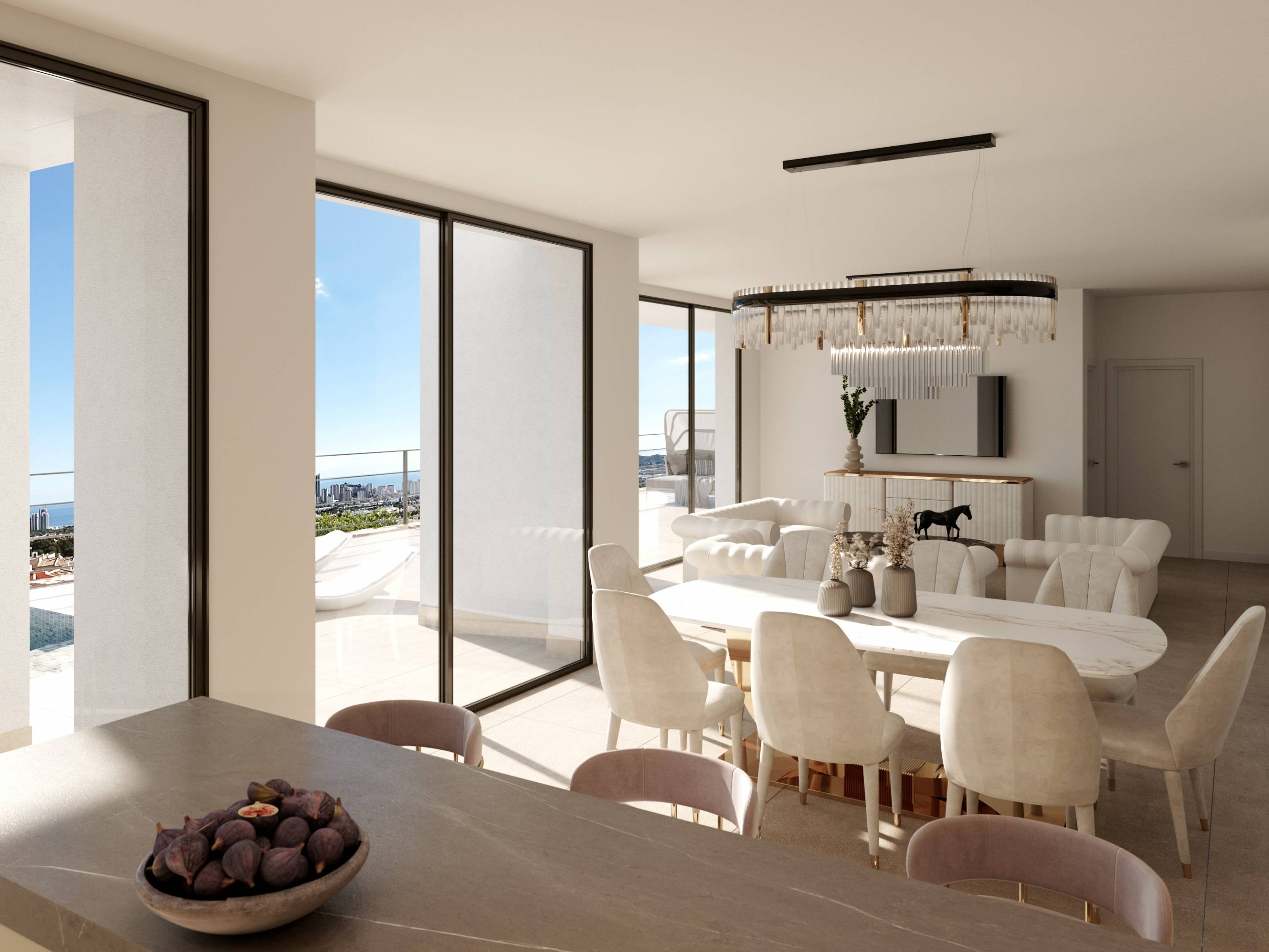 Rear exterior of new-build villa, Sierra Cortina, Finestrat