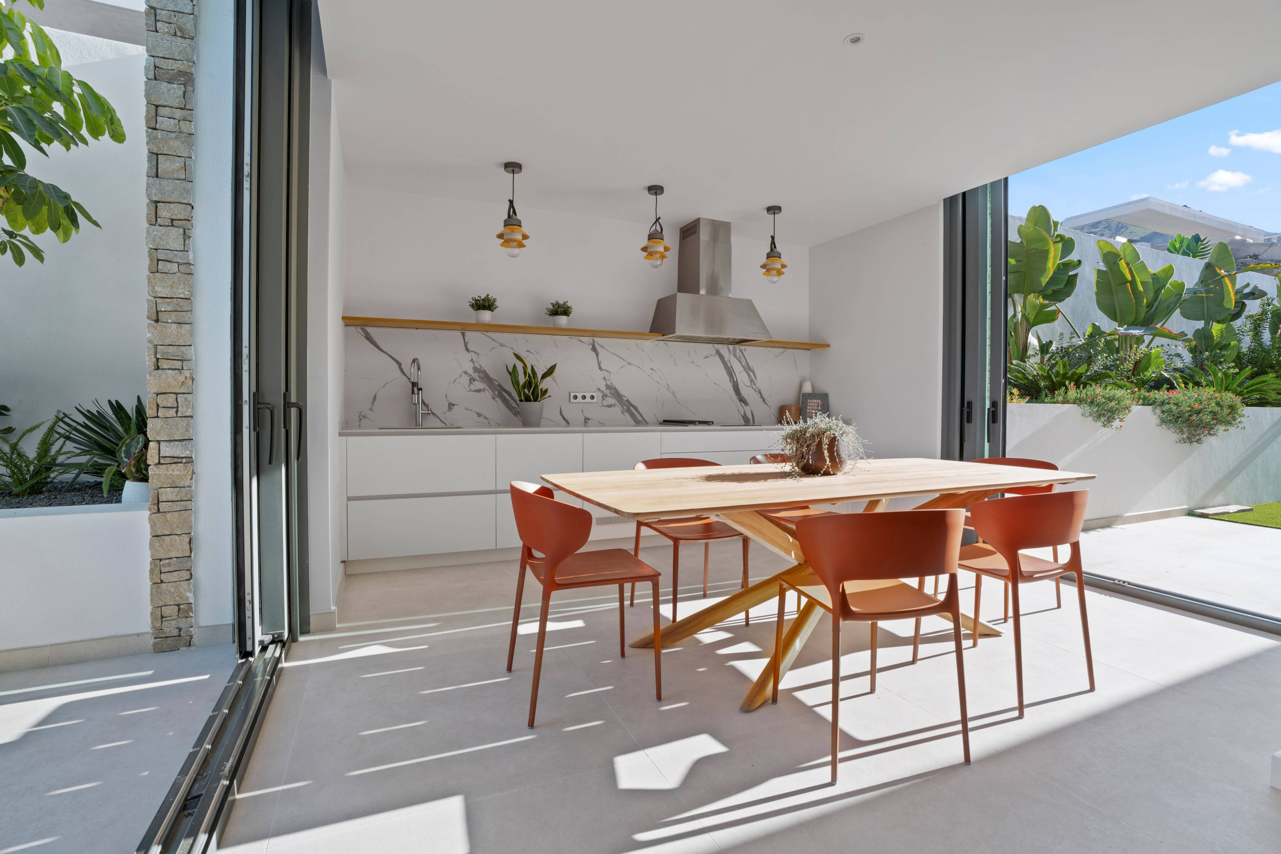 Staircase leading to solarium level in new-build villa, Rincón de Loix