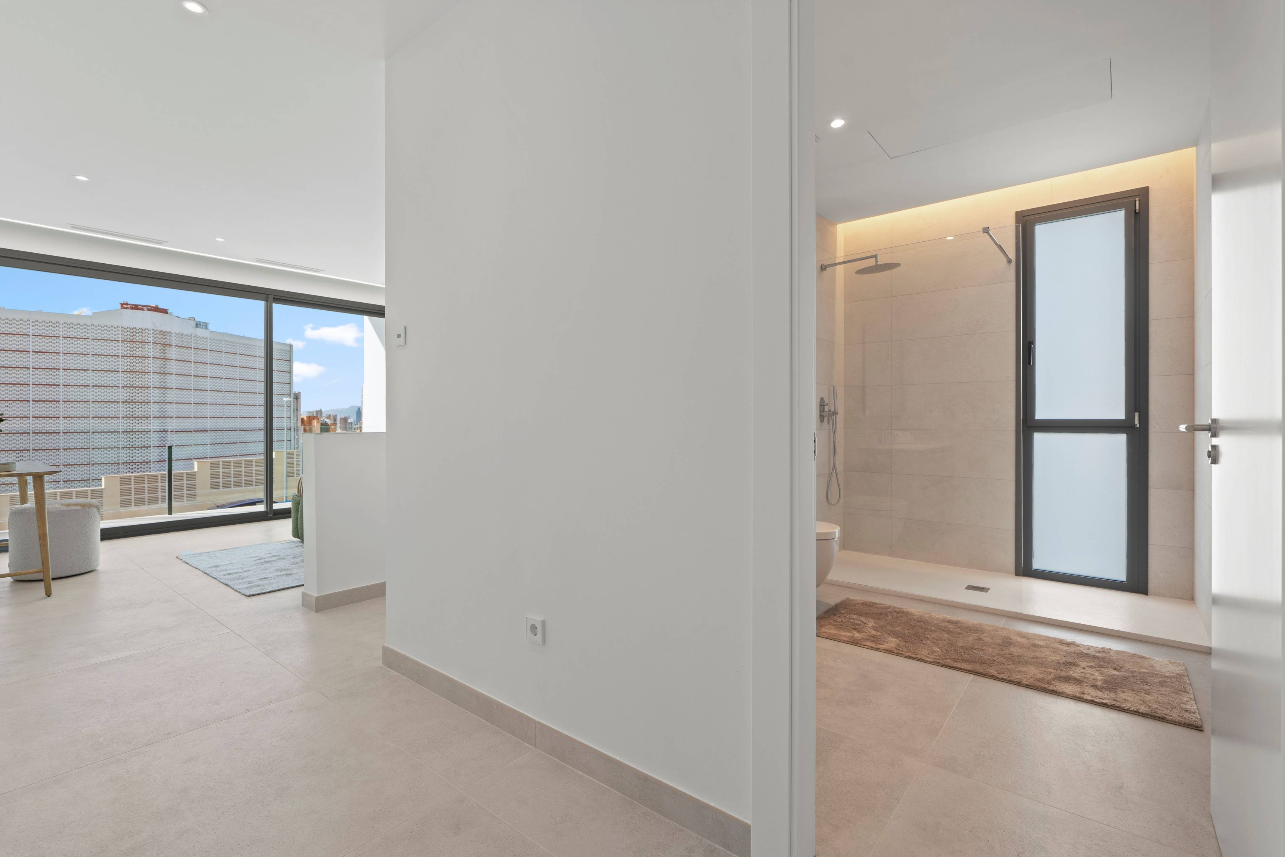 Bedroom detail showing built-in wardrobe finish, Rincón de Loix villa