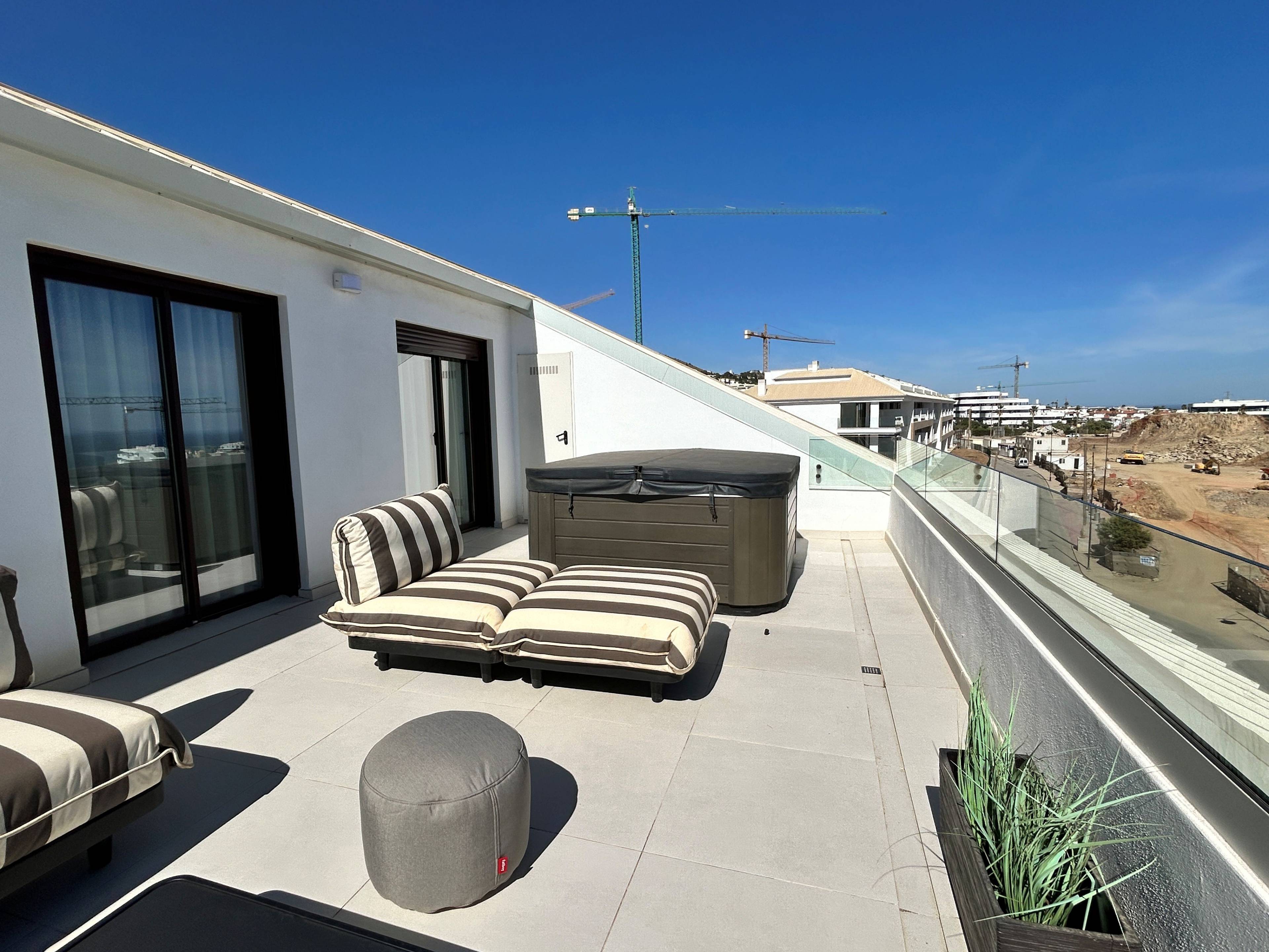 Living room interior in 193m2 penthouse, El Higuerón, Fuengirola