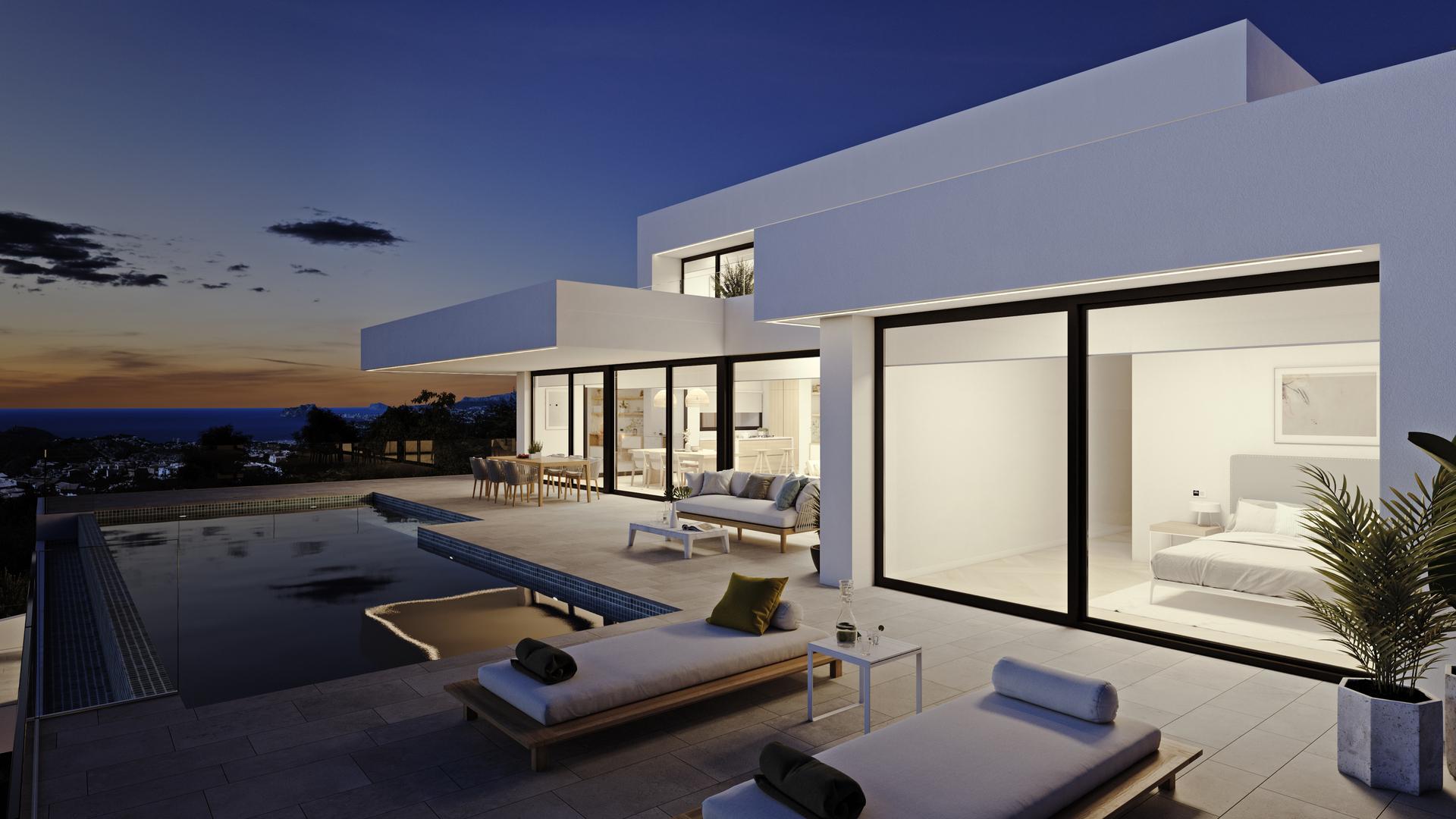 Exterior elevation of 794 m2 new-build villa on plot in Benitachell