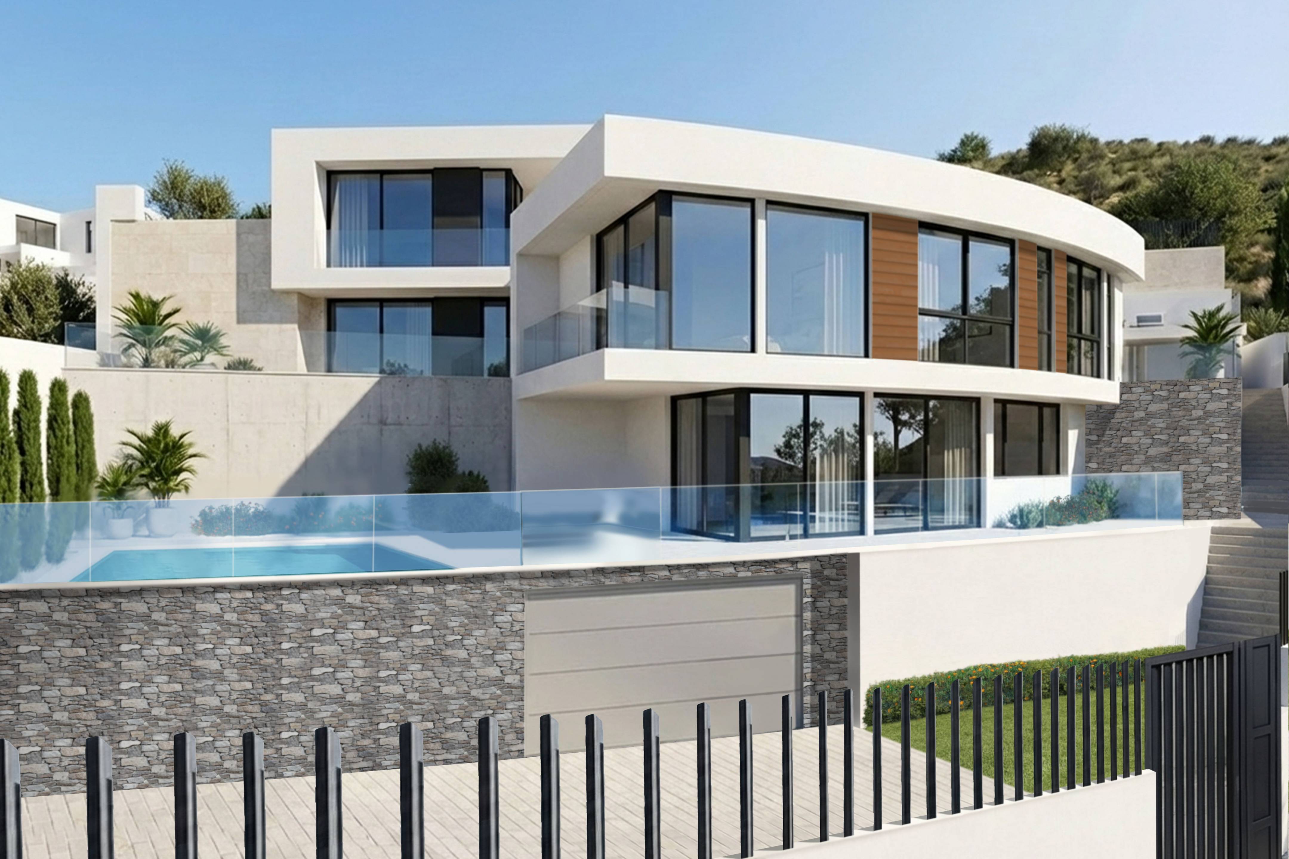 Front facade of 3-bedroom new-build villa, Rincón de Loix, Benidorm