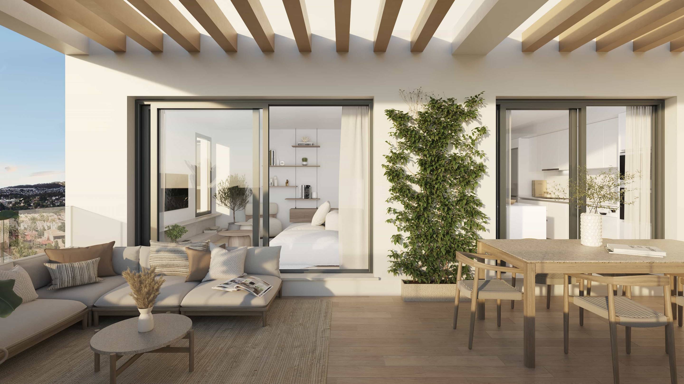 View from 2nd-floor apartment towards Calpe coastline, Playa de Fossa-Levante