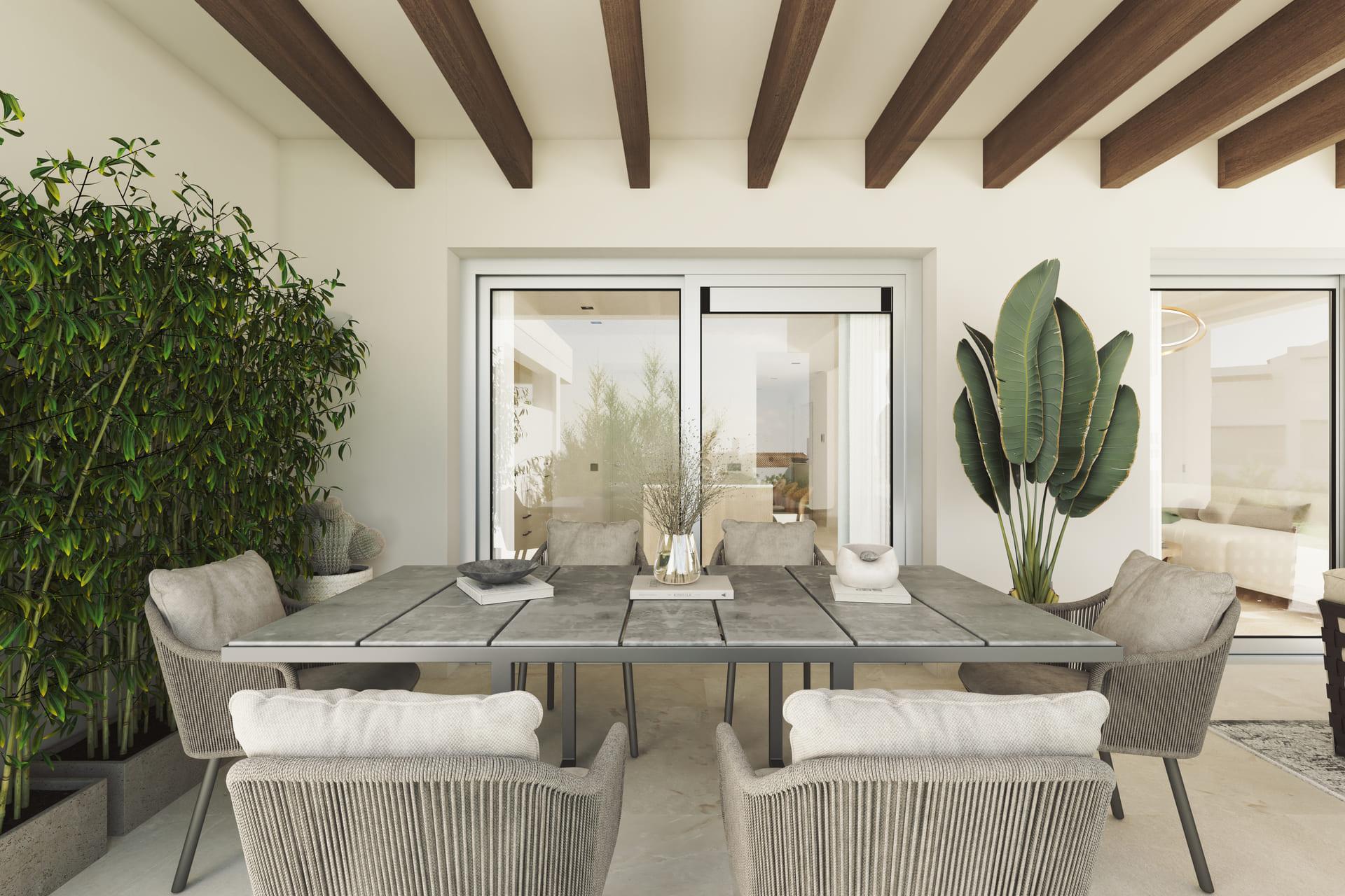 Living room with windows in 2-bedroom apartment, El Paraíso, Benahavis