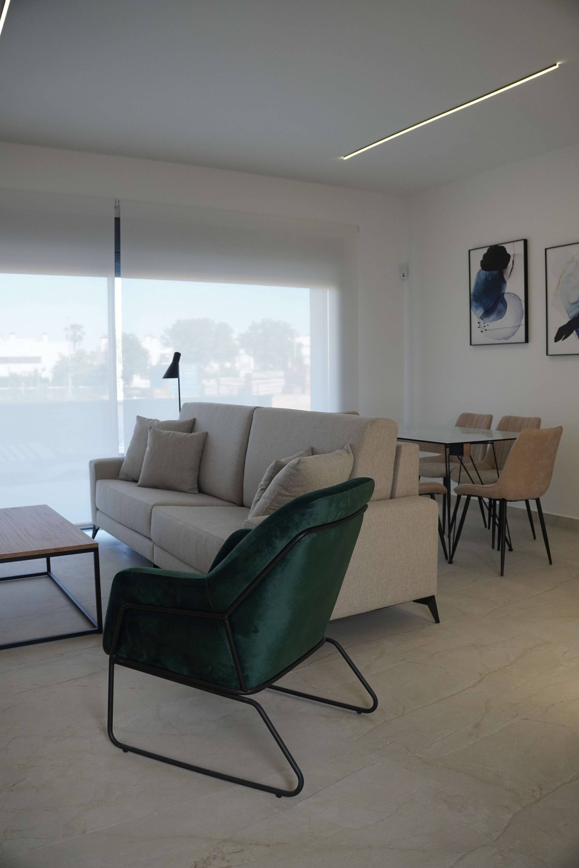 CGI render of terrace with outdoor furniture, La Torre de la Horadada