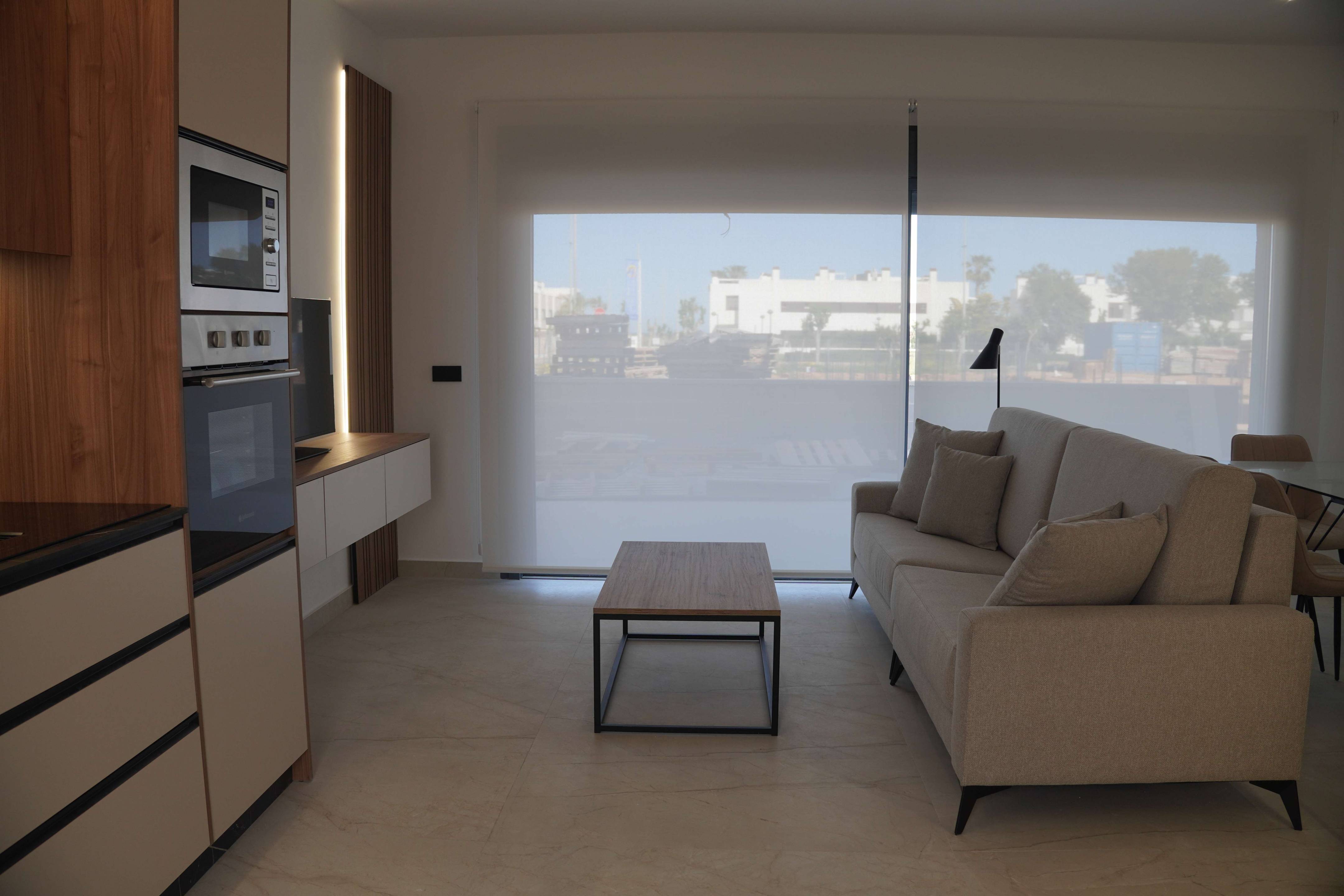 Terrace with outdoor seating area, new-build apartment, La Torre de la Horadada