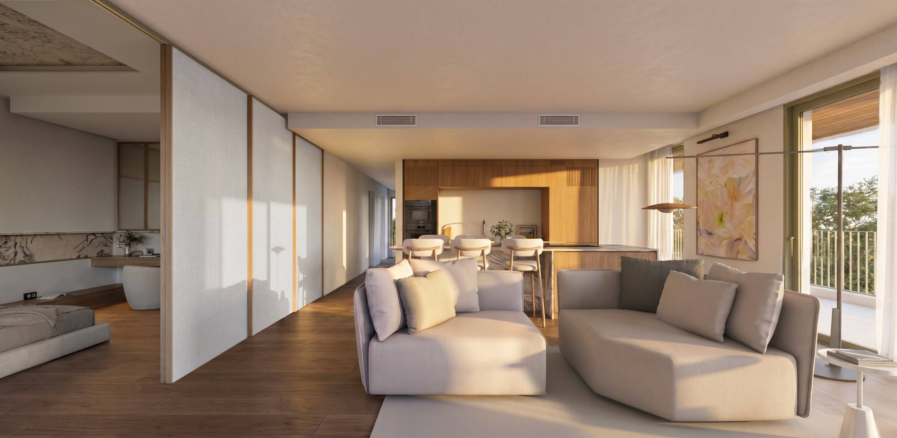 Bedroom with neutral decor in 4-bedroom penthouse, La Calerita, Fuengirola